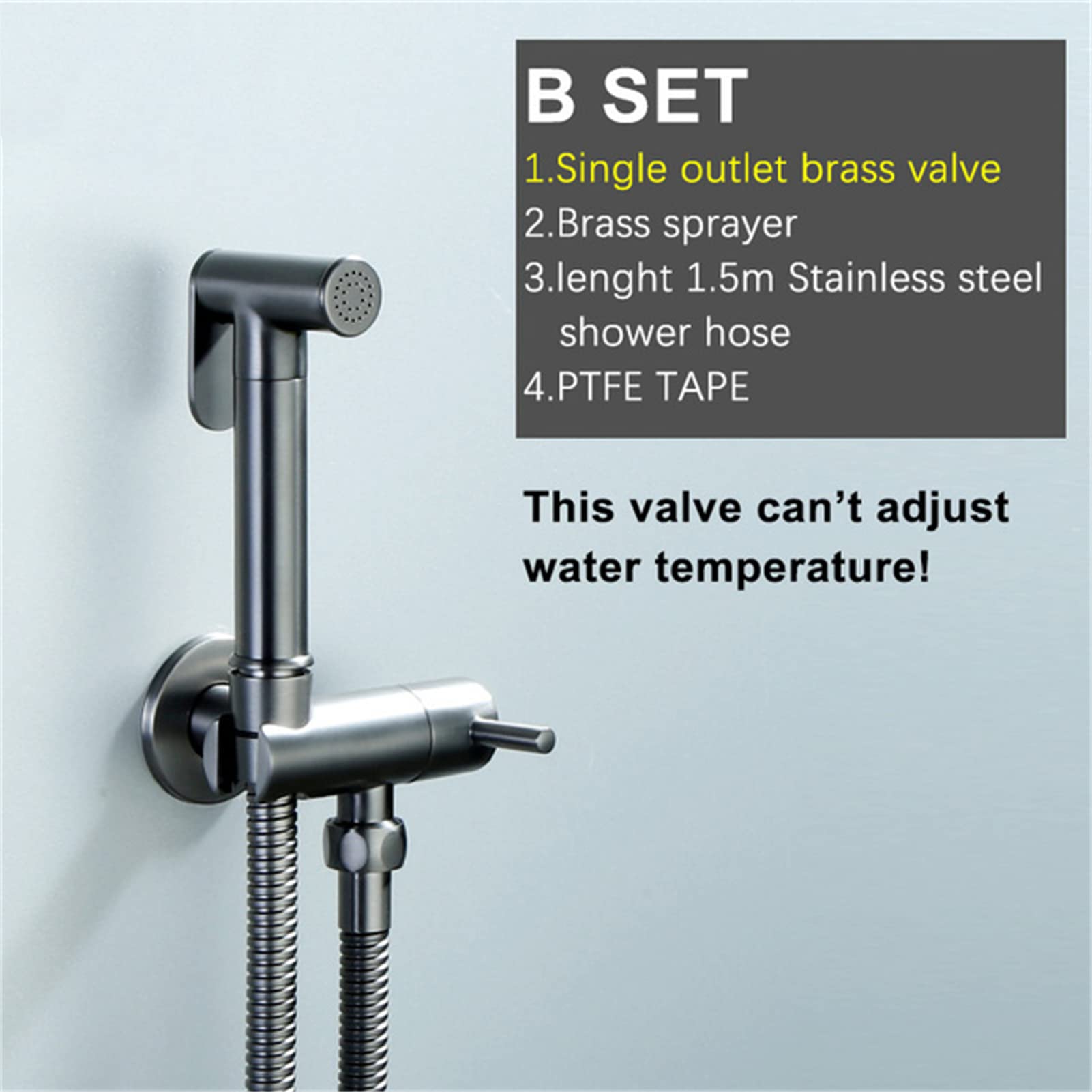YHJZSM Brushed Nickel Handheld Bidet Sprayer for Toilet - Solid Brass Single Handle Valve with Galvanized Shower Kit - Perfect for Bathroom Renovation & Hygienic Cleaning