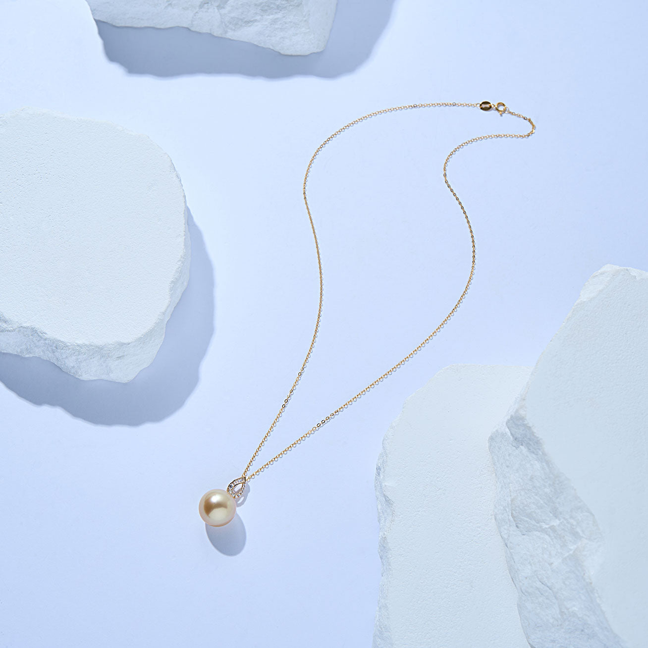 18K Solid Gold South Sea Golden Pearl Necklace KN00307 - Luxury Pearl Jewelry for Women, Elegant Bridal Gift & Formal Occasion Accessory