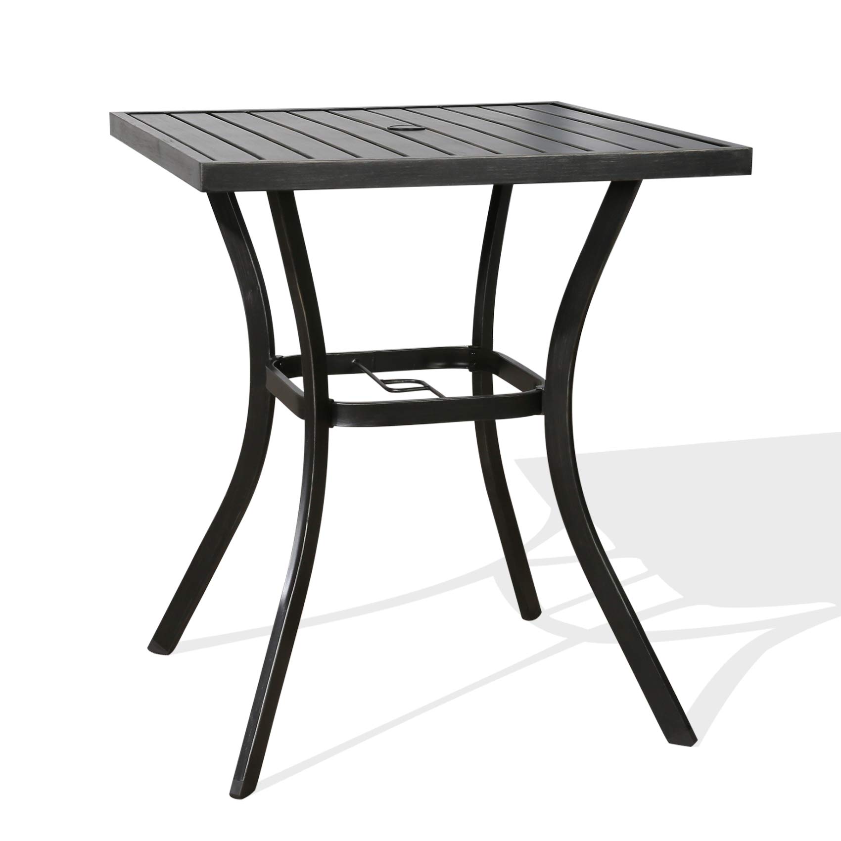Outdoor Bar Table with Umbrella Hole - Patio Bistro Counter Height Table for Garden, Poolside & Backyard Dining | Weather-Resistant & Durable