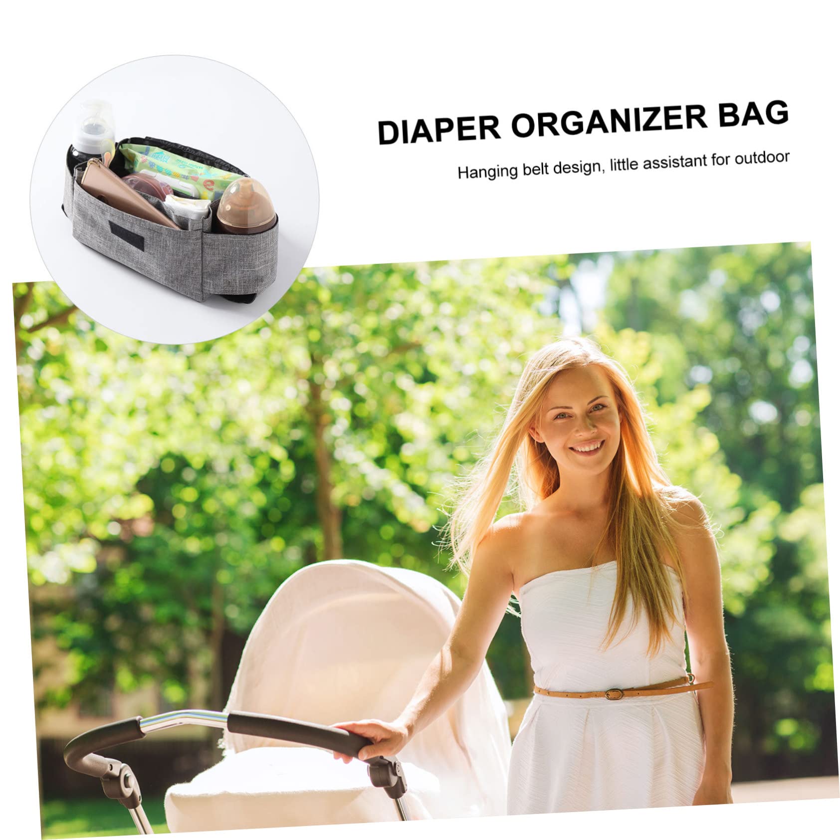 HEMOTON 2 Pack Car Seat Organizer with Cup Holders - Stroller & Wheelchair Storage Bag, Diaper Organizer, Grey Polyester - Perfect for Baby Travel, Shopping & Outdoor Activities