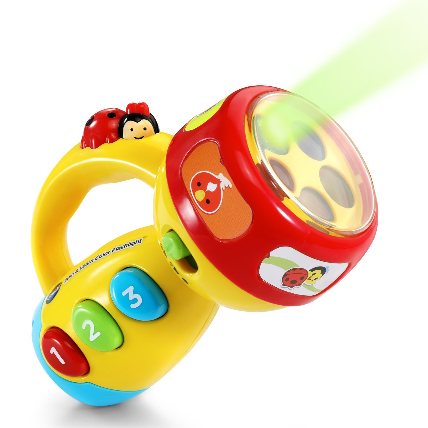 VTech Spin and Learn Color Flashlight - Interactive Educational Toy for Toddlers with Lights, Sounds & Colors - Perfect for Bedtime, Learning & Playtime Activities (Yellow)