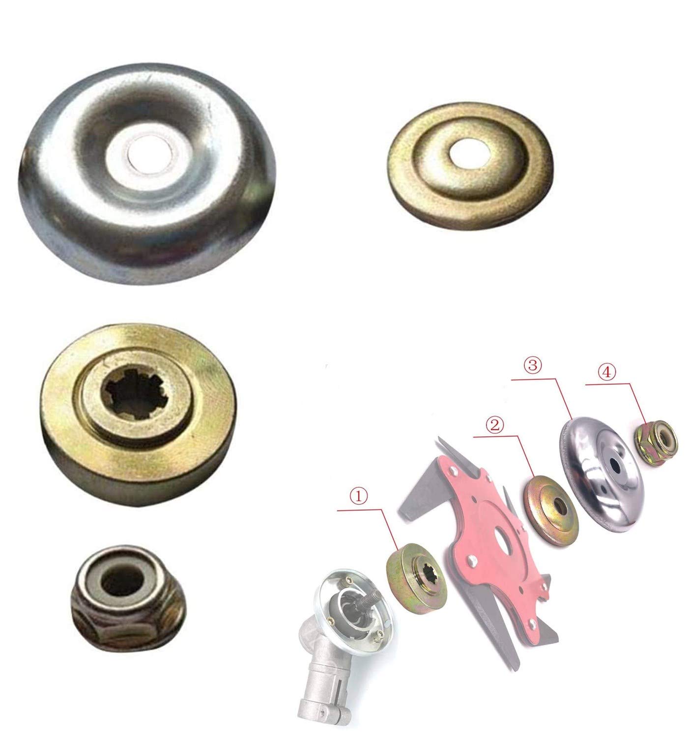 4-Piece Weed Trimmer Adapter Kit for Lawn Mower Blade - Universal Trimmer Head Adapter Nut Fixing Set | Perfect for Lawn Care, Gardening & Yard Maintenance
