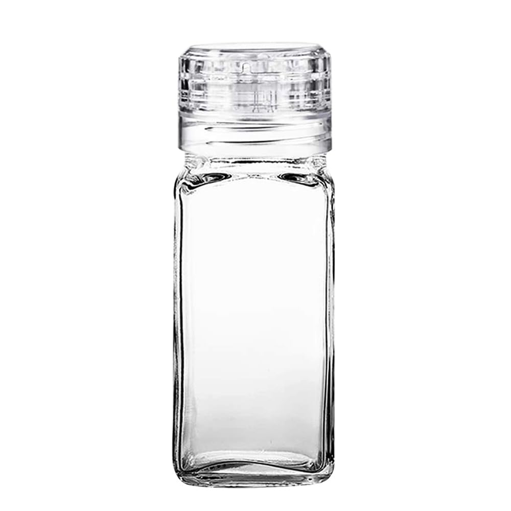 Premium Clear Square Glass Spice Jar with Adjustable Grinder Cap - 4oz BPA-Free Refillable Container for Pepper, Salt, Herbs & Sugar | Food Grade, Dishwasher Safe | Perfect for Kitchen, Pantry Organization & Gourmet Cooking | Handcrafted in USA