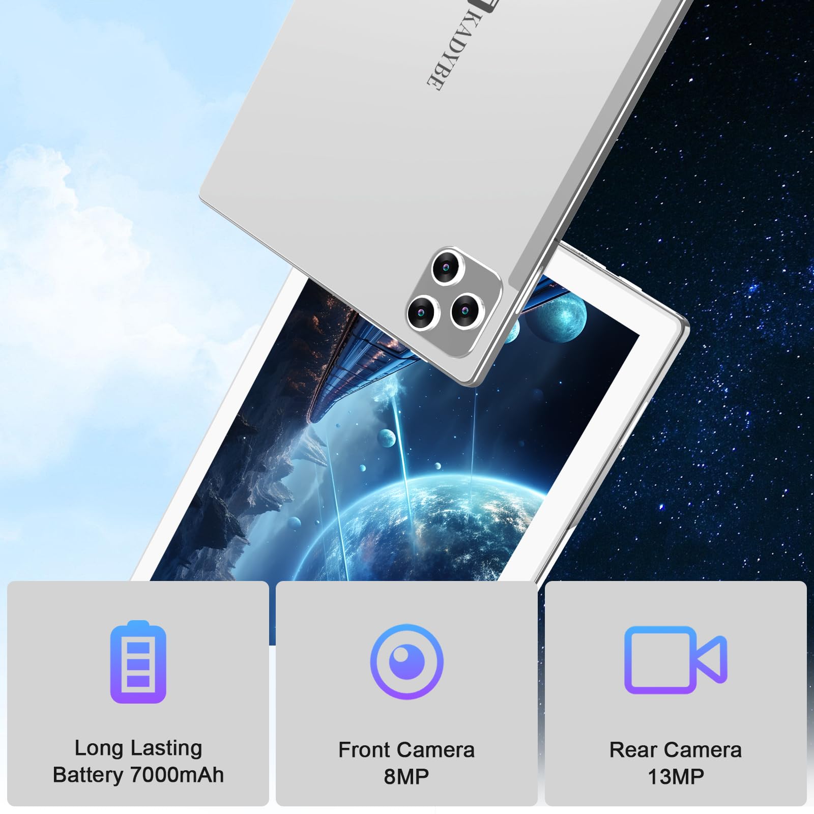 2025 Latest 10 Inch Android 13 Tablet - 128GB ROM + 16GB RAM (8+8 Virtual), 2-in-1 Laptop with Keyboard, Octa-Core Processor & 13MP Camera, 1TB Expandable Storage, FHD IPS Display - Perfect for Work, Study & Entertainment