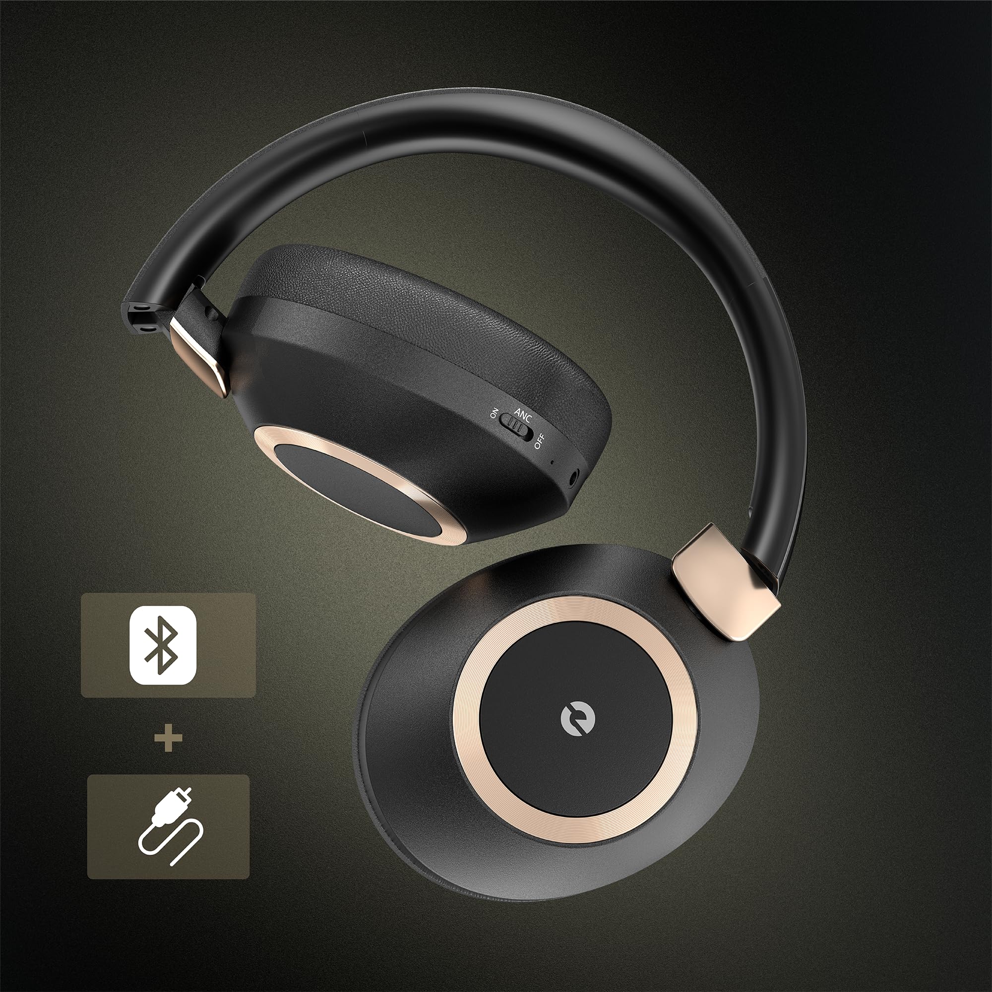 Active Noise Cancelling Wireless Headphones - 100H Playtime with Built-in Mic, Over-Ear Bluetooth Headphones with Deep Bass & Fast Charging | Perfect for Travel, Office, Home, Commuting & Gaming
