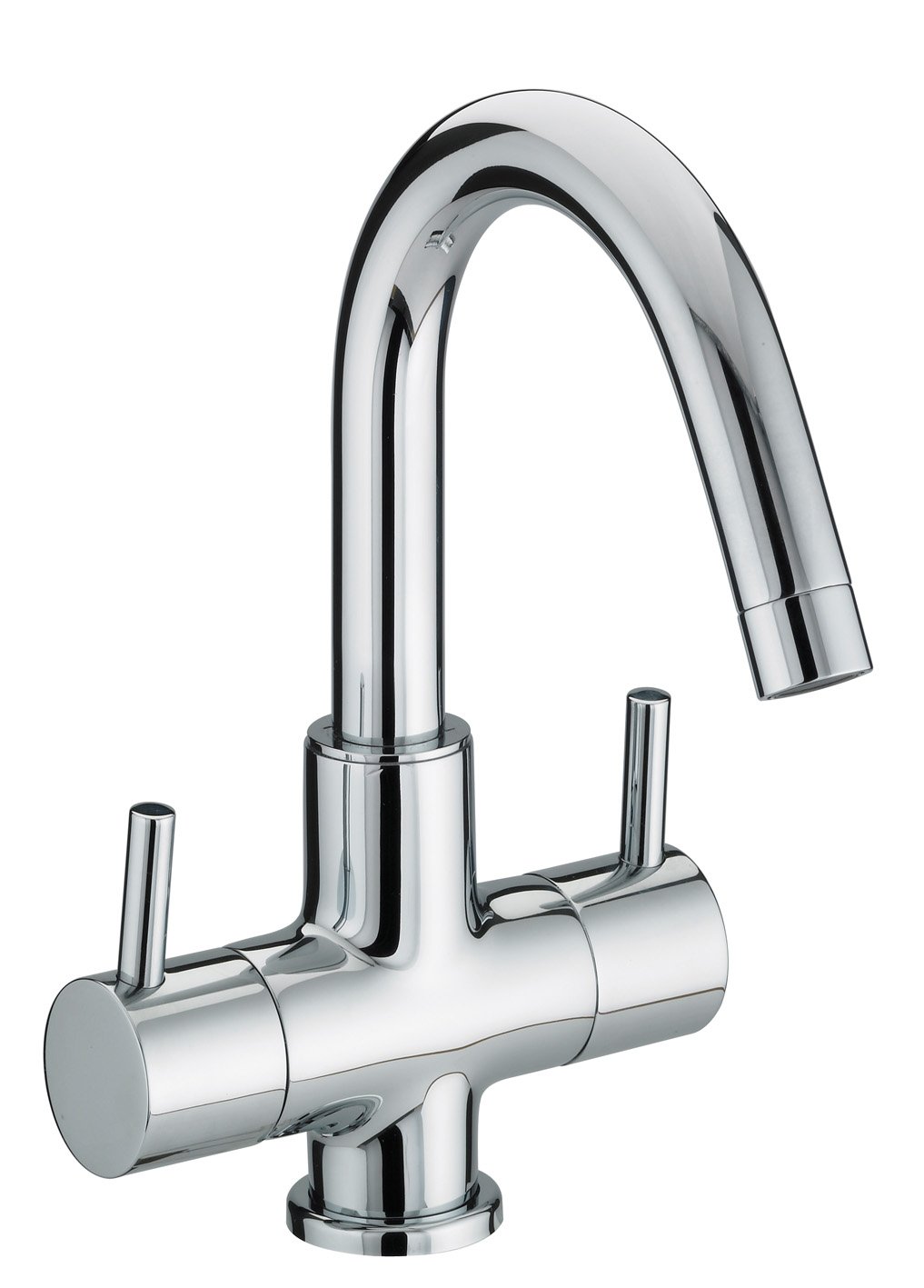 PM BAS2 C Prism 2-Handle Bathroom Sink Faucet in Brushed Nickel - Modern Waterfall Spout Design for Vanity, Powder Room & Guest Bath Installation