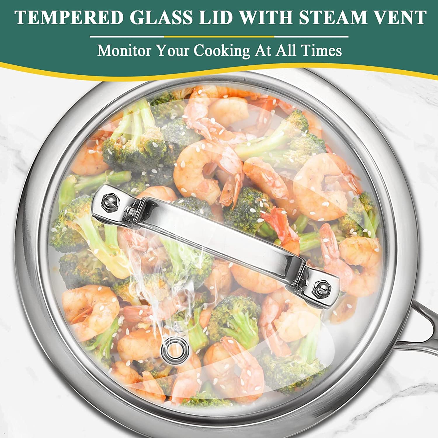 Tri-Ply 3 QT Stainless Steel Saucepan with Lid - 20CM Induction Cookware, Oven & Dishwasher Safe Sauce Pot with Detachable Handle - Perfect for Soups, Stews, Pasta & Home Cooking