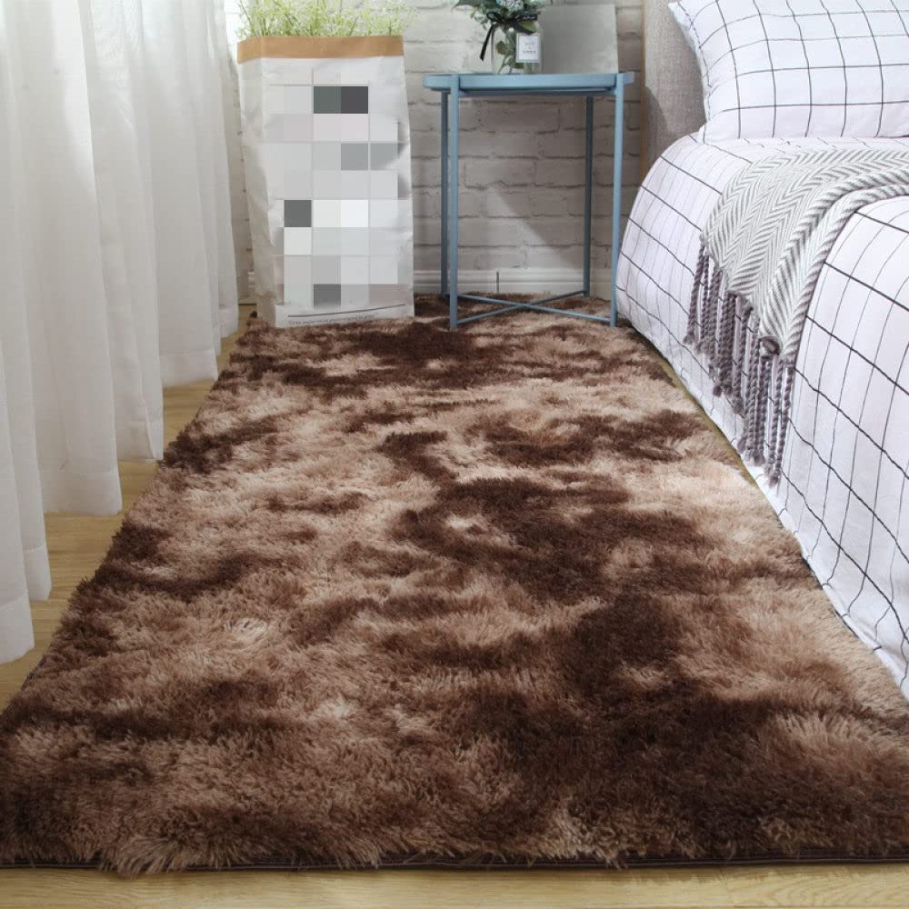 Modern Shaggy Fluffy Area Rugs - Soft Plush Tie Dye Living Room & Bedroom Carpet - Non-Slip Large Farmhouse Rug (160x230cm/63x91in) - Perfect for Cozy Home Decor, Family Room & Nursery Floor Covering