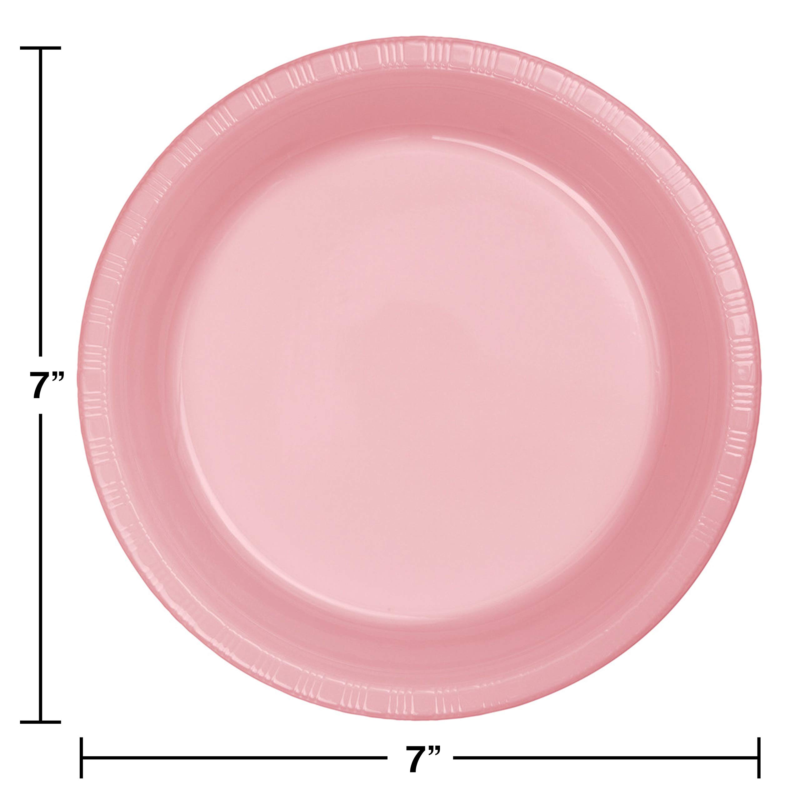 Creative Converting Touch of Color Plastic Lunch Plates - 7 Inch Disposable Party Plates, Classic Pink - Perfect for Birthday Parties, Baby Showers & Picnics