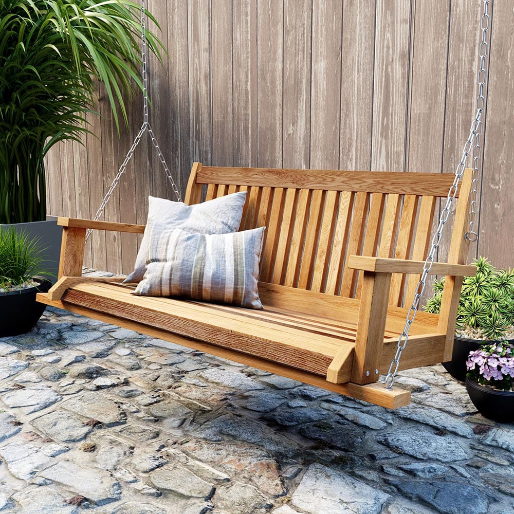 Red Cedar Porch Swing - Rustic Wood Country Cabbage Hill Style - Perfect for Outdoor Patio, Garden, or Backyard Relaxation