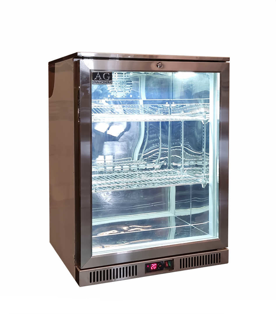 AG Single Door Bar Fridge - Stainless Steel Body & Doors 1SBR H | Compact Beverage Cooler for Home, Office, or Commercial Use | Perfect for Storing Wine, Beer, and Drinks