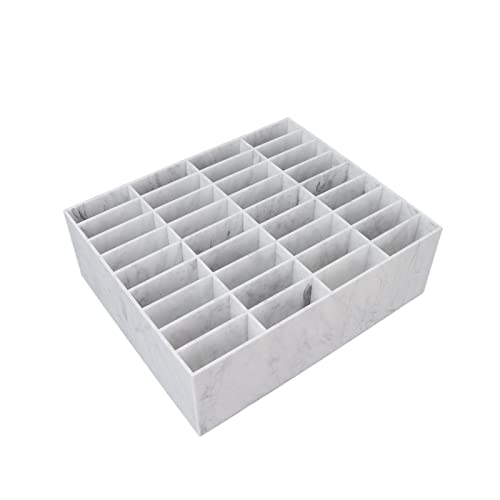 White Acrylic Makeup Storage Organizer Box - Large Capacity, Washable & Sturdy Cosmetic Display Case for Eyelashes, Tattoo Shop, Salon & Home Vanity Organization