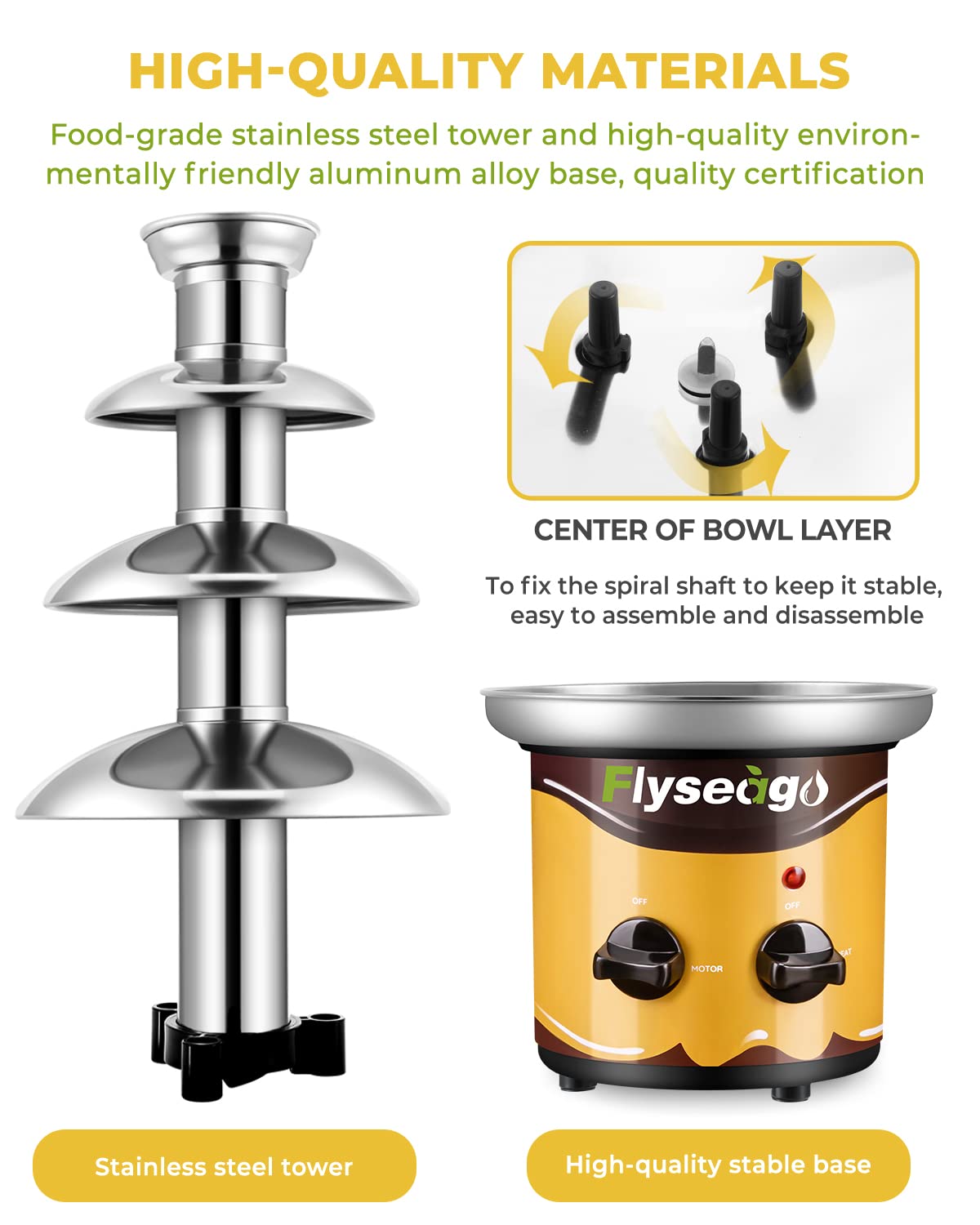 4-Tier Chocolate & Cheese Fountain Machine - Perfect for Nachos, Chocolate Sauce, Weddings & Parties | Ideal for Home Entertaining, Catering Events & Buffet Stations