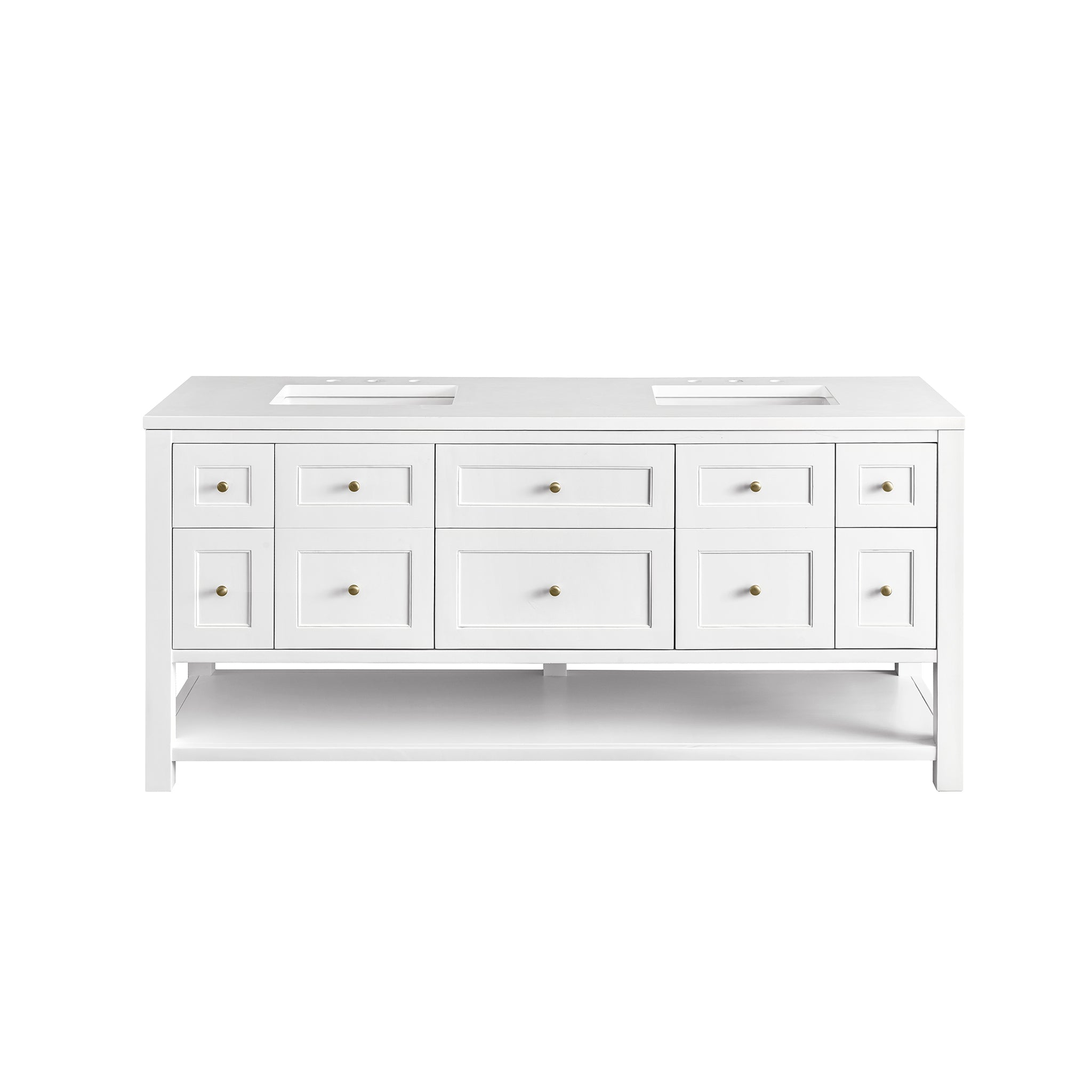 Breckenridge 72 Inch Double Vanity with 3CM White Zeus Top - Bright White Bathroom Vanity for Modern Homes, Perfect for Master Bathrooms and Guest Suites