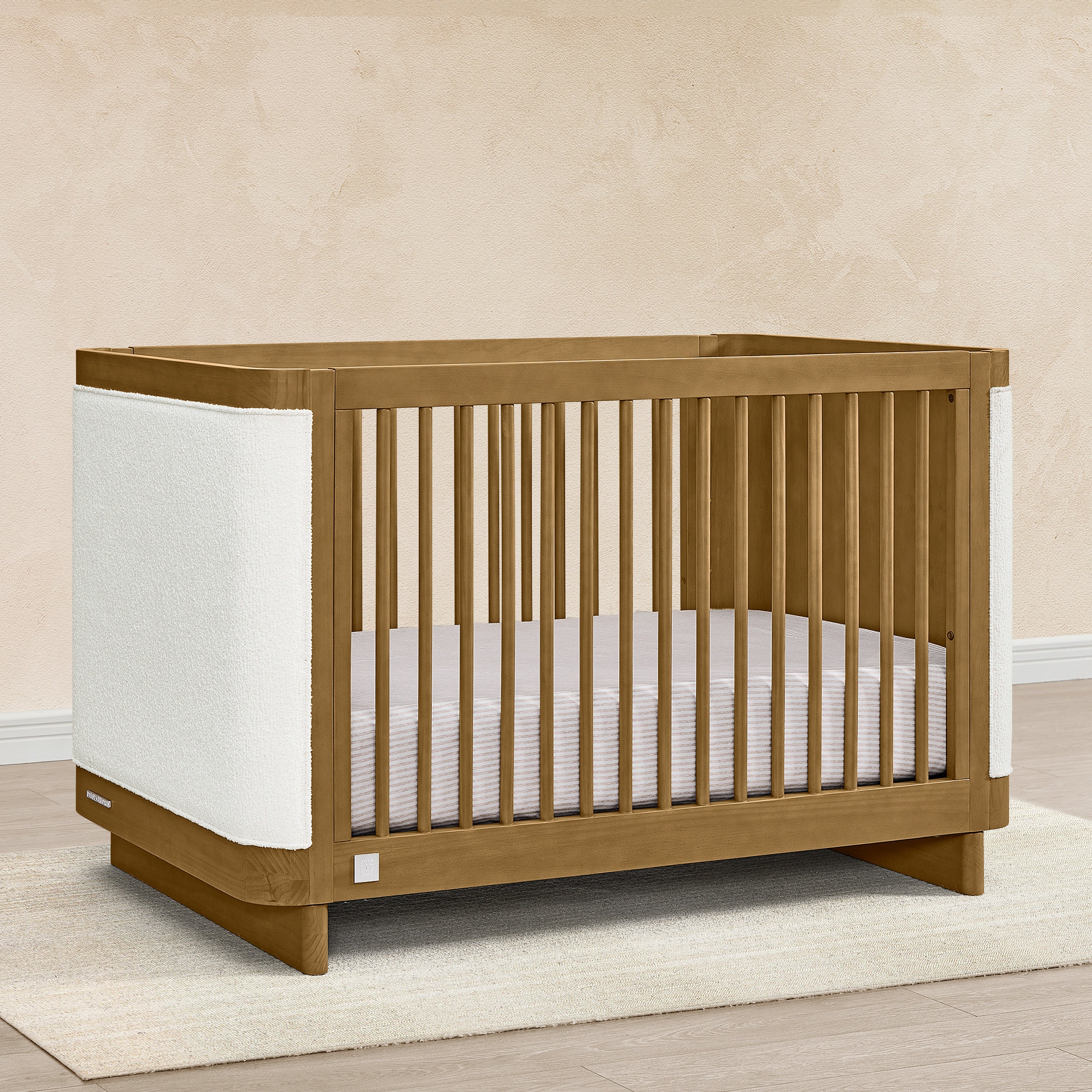 Callie 4-in-1 Convertible Upholstered Baby Crib with Toddler Bed Conversion - Modern Nursery Furniture for Newborns to Kids | Perfect for Small Spaces & Shared Rooms