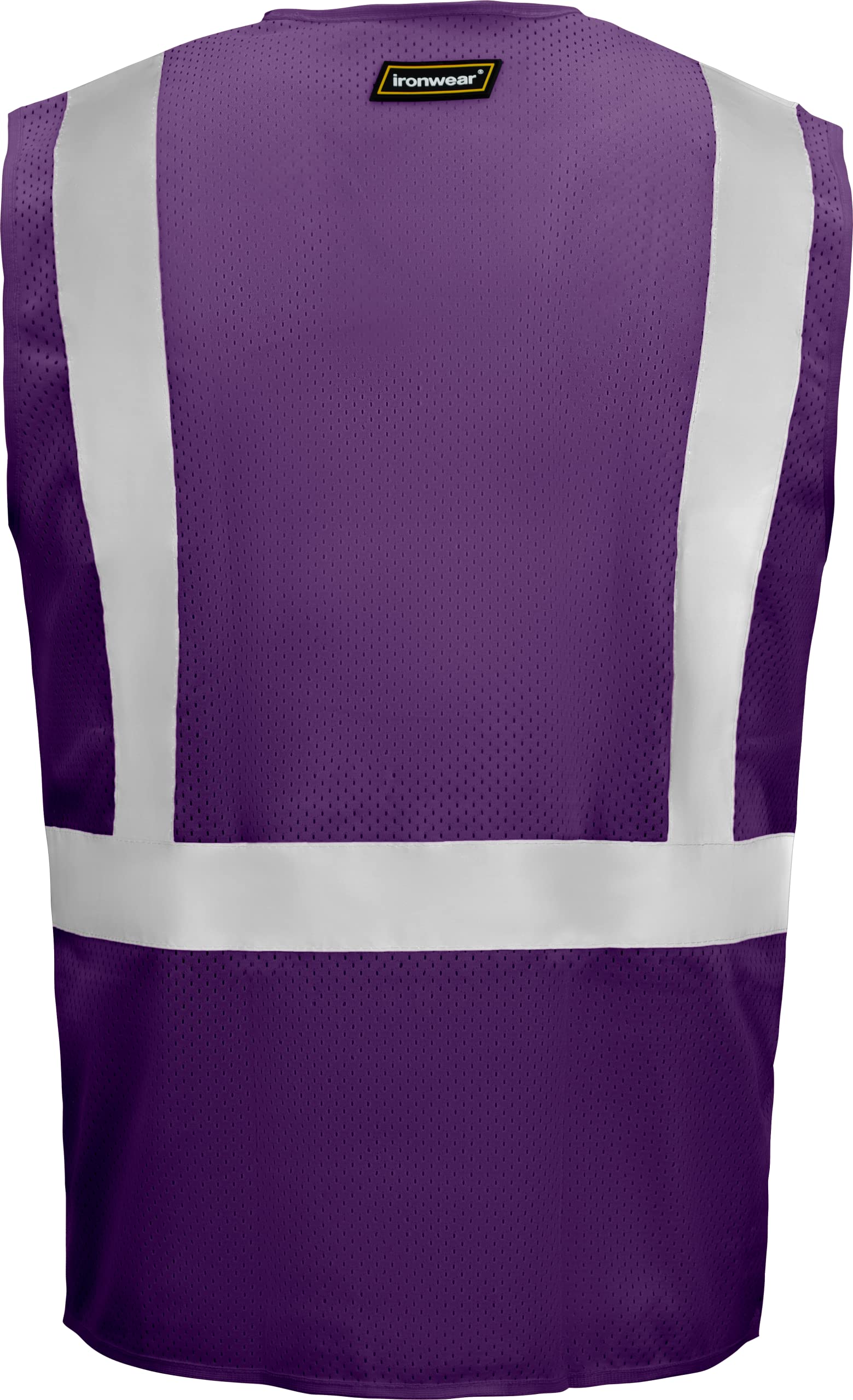 Ironwear 1284 Class 2 Polyester Safety Vest with Zipper & Radio Clips - High Visibility Reflective Work Vest for Construction, Road Workers & Emergency Responders