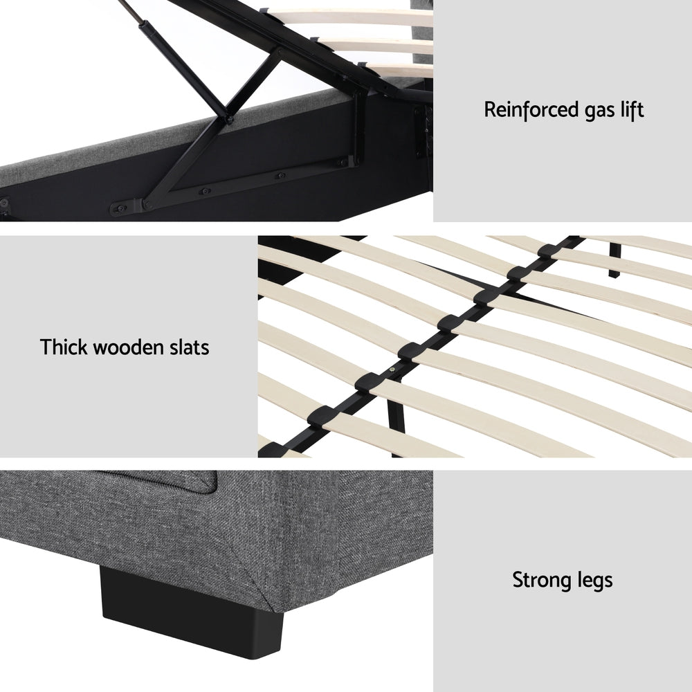 Bronte Grey Double Bed Frame with Storage - Underbed Drawers for Space Saving Bedroom Organization | Perfect for Small Apartments & Guest Rooms