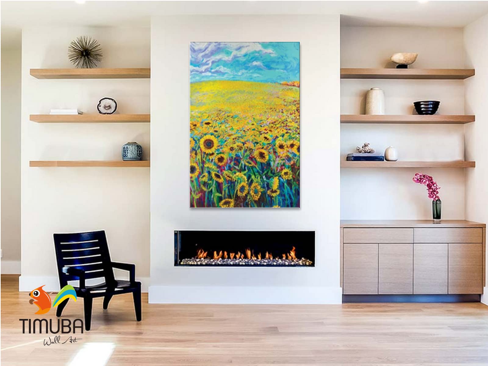 TIMUBA Sunflower Canvas Wall Art - Modern Floral Painting for Living Room & Bedroom Decor - 32x48 Inch Large Wall Art - Perfect for Home, Office & Gift Giving