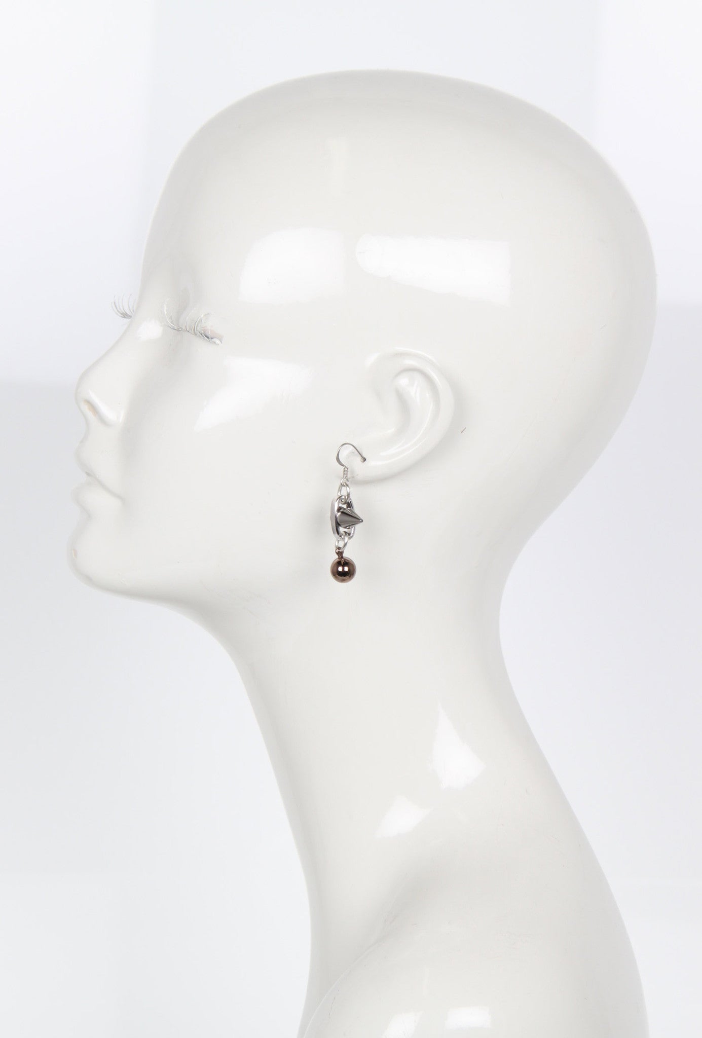 Spike & Sphere Earrings - Rhodium, Brown, Ruthenium Plated Dangle Earrings for Women | Elegant Party, Wedding, Date Night Jewelry Accessories
