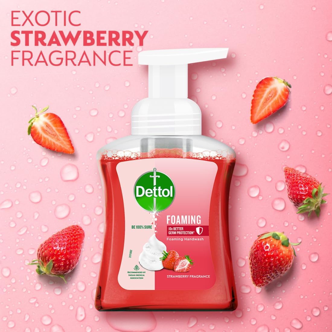 Dettol Foaming Hand Wash Pump with Refill - Strawberry Scent (250ml + 200ml) 2-Pack | Antibacterial Rich Foam Handwash | Moisturizing & Gentle on Skin | Perfect for Home, Office & Travel Hygiene