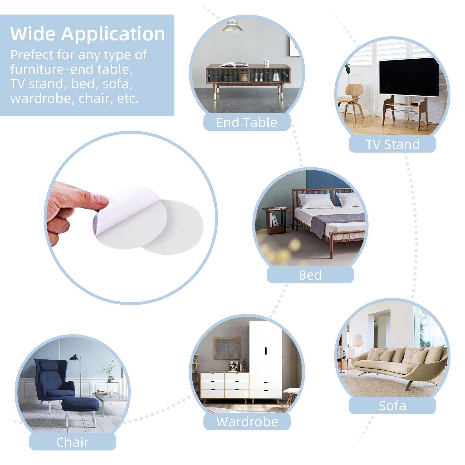 Self-Adhesive Felt Furniture Pads 10-Pack - Cuttable Anti-Scratch Floor Protectors for Chair Legs & Furniture Feet - Hardwood Floor Safe (White) - Perfect for Living Room, Office & Dining Room Furniture Protection