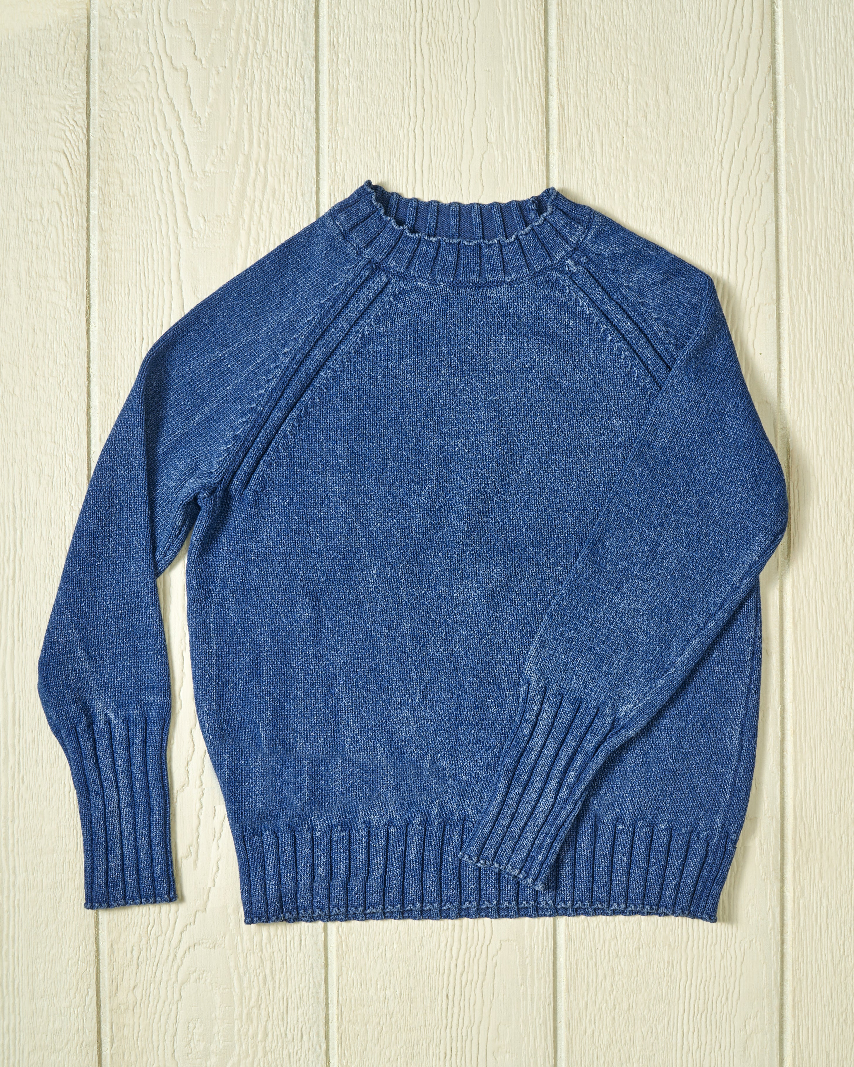 Deep Sea Quaker Crewneck Sweater for Men - Soft Cotton Indigo Pullover - Casual Winter Knitwear for Outdoor Activities & Cozy Loungewear