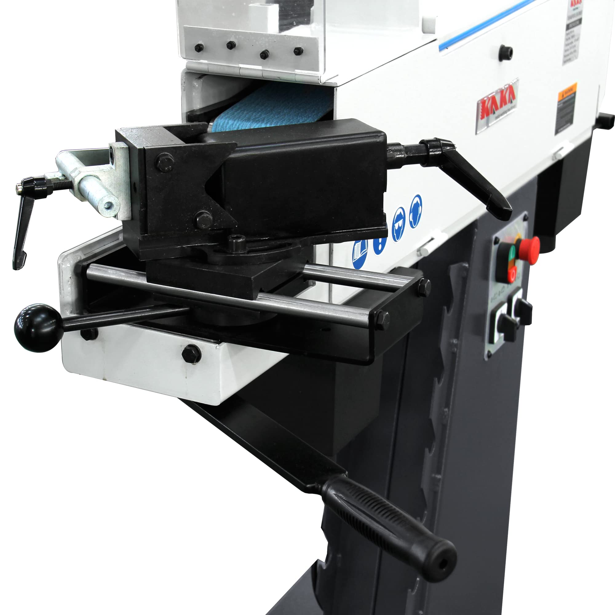 KAKA INDUSTRIAL PRS-4A Belt Grinder - Professional Metal Belt Sander with Cast Iron Base, 30-90 Degree Adjustable Angle Grinding & Arc Cutting for Pipes (220V-60HZ-3PH) - Perfect for Metalworking, Knife Making & DIY Projects