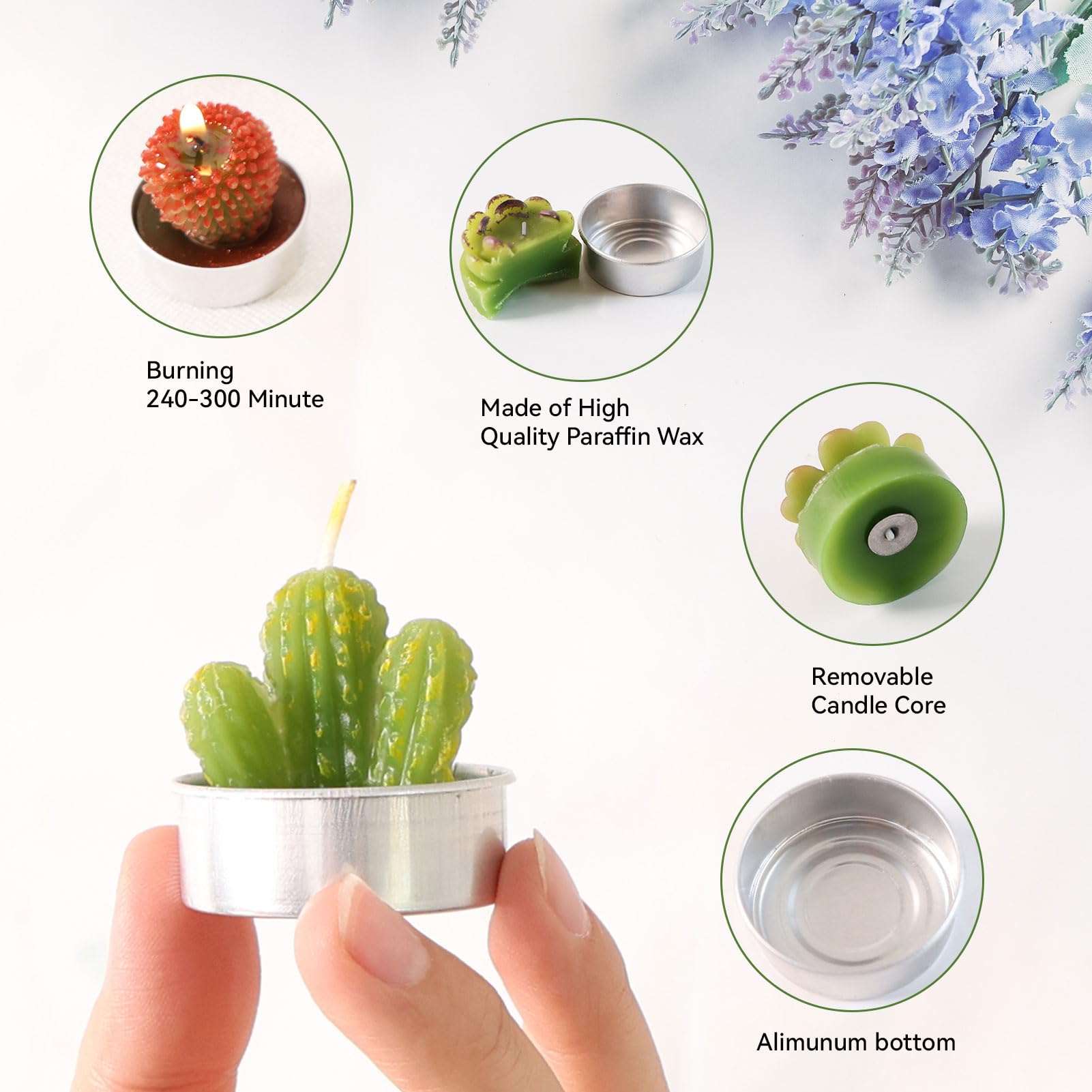 AIXIANG 12Pcs Realistic Cactus Candles - Mini Succulent Wax Candles for Wedding Favors, Bridal Shower Gifts, Party Decorations - Perfect for Table Centerpieces, DIY Crafts & Home Aromatherapy