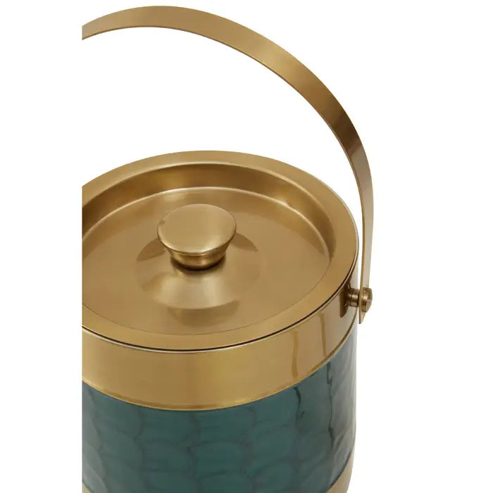 Carolina Green Enamel Ice Bucket - Vintage Style Metal Champagne Wine Cooler for Parties, Weddings & Outdoor Entertaining