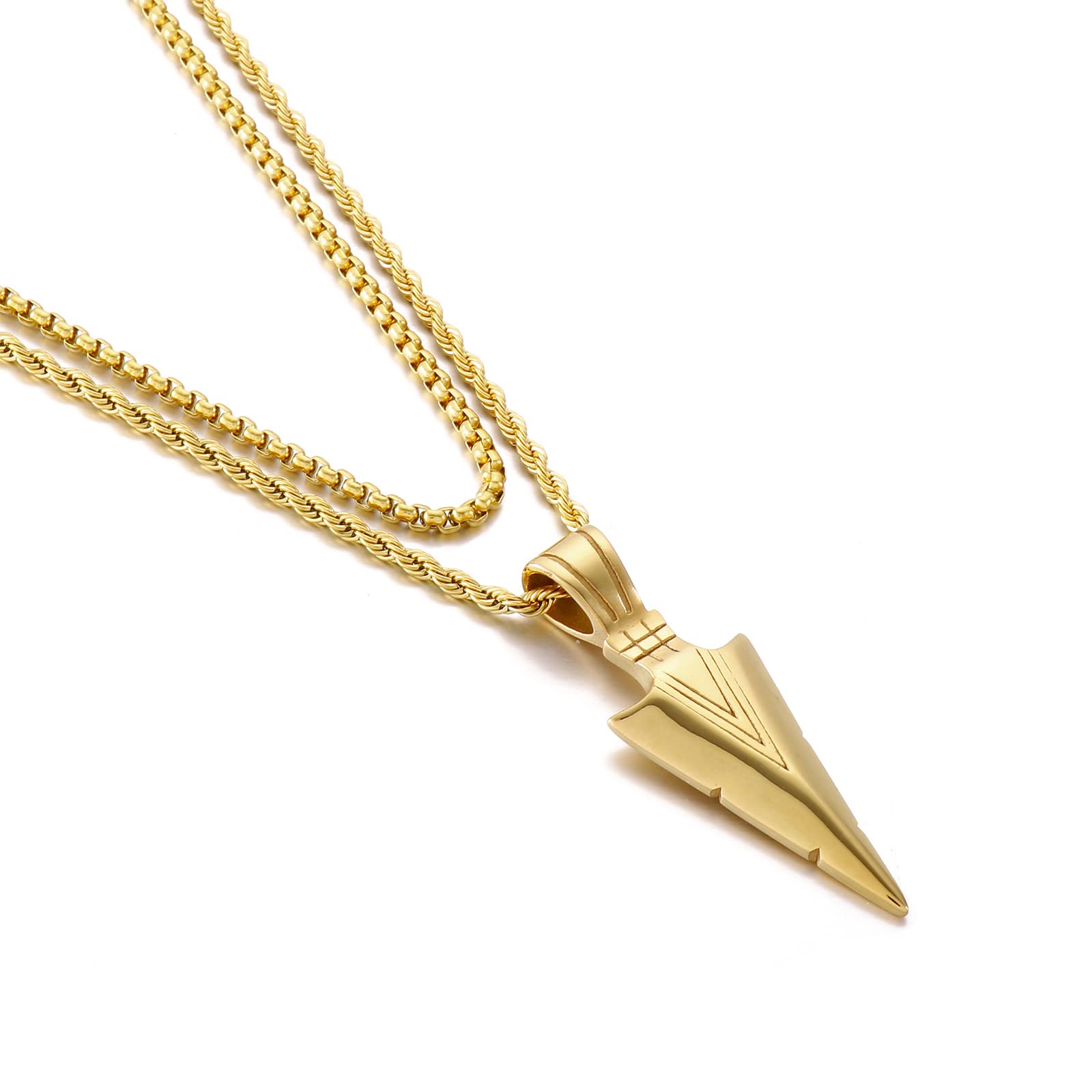 Azubpi Arrow Pendant Necklace for Men - Stainless Steel Jewelry with Dual Chains | Cool Unique Gift for Men & Boys | Perfect for Casual Wear, Date Nights & Special Occasions