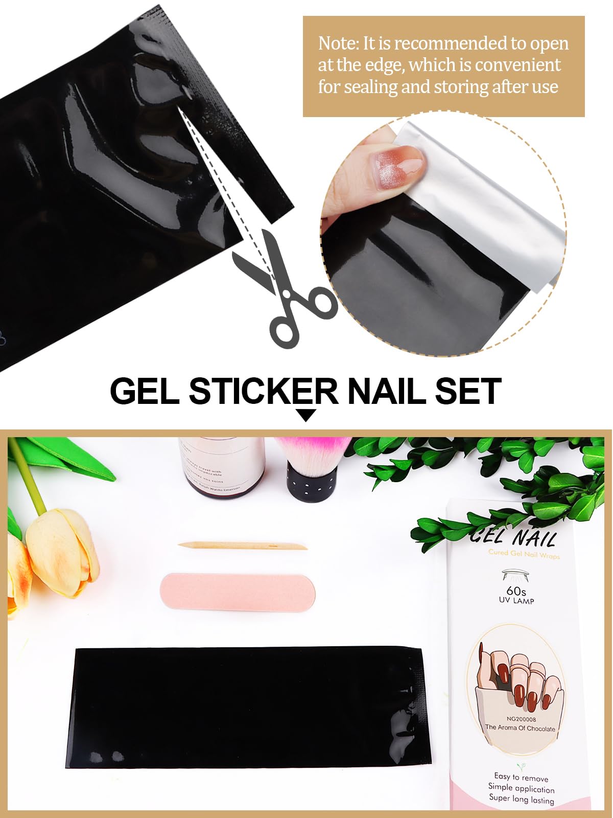 Kalolary 20PCS Gel Nail Polish Strips - Long Lasting Adhesive Nail Art Stickers for DIY Manicure | Waterproof Full Wrap Gel Nails with Nail File & Stick (UV/LED Lamp Required) | Perfect for Parties, Weddings & Everyday Wear