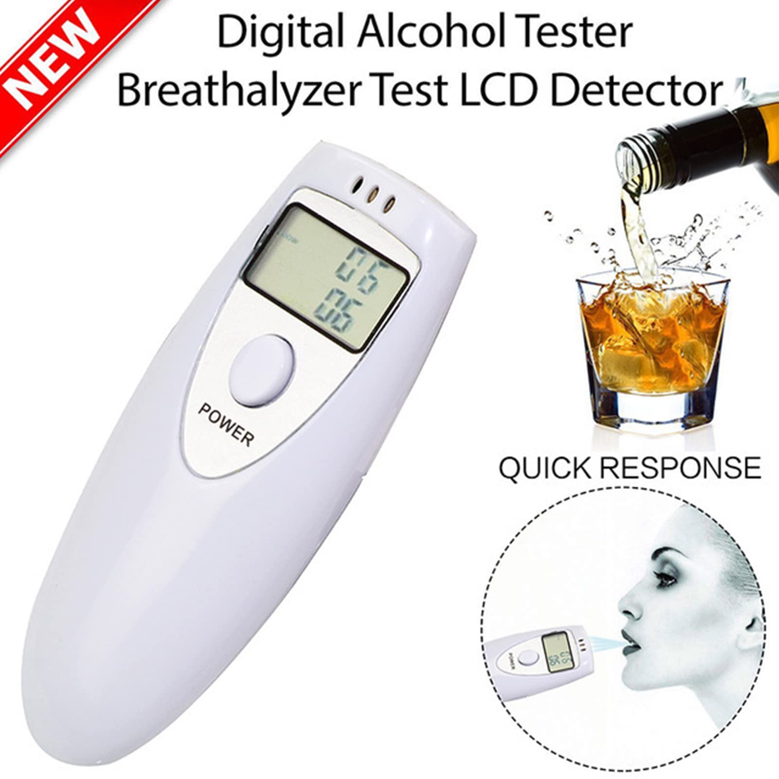 Portable Digital Alcohol Breath Tester - High Accuracy LCD Display Breathalyzer with Auto Shutoff | Handheld Personal & Professional Alcohol Detector for Bars, Parties, Workplace Safety & Law Enforcement Use