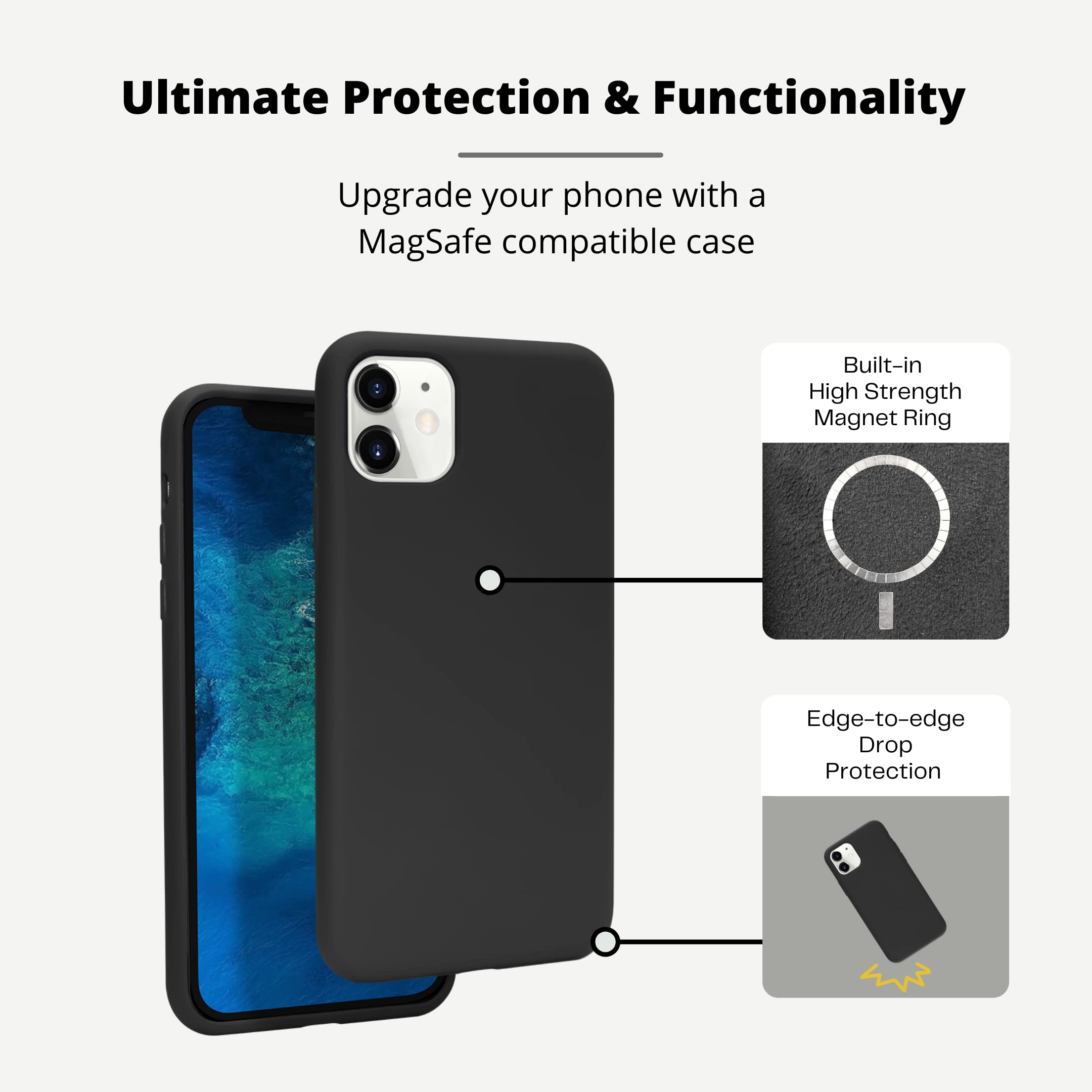 VECI Magnetic Case for iPhone 11 - Soft Touch Silicone Cover with MagSafe Compatibility (Black) | Perfect for Wireless Charging & Secure Grip in Daily Use
