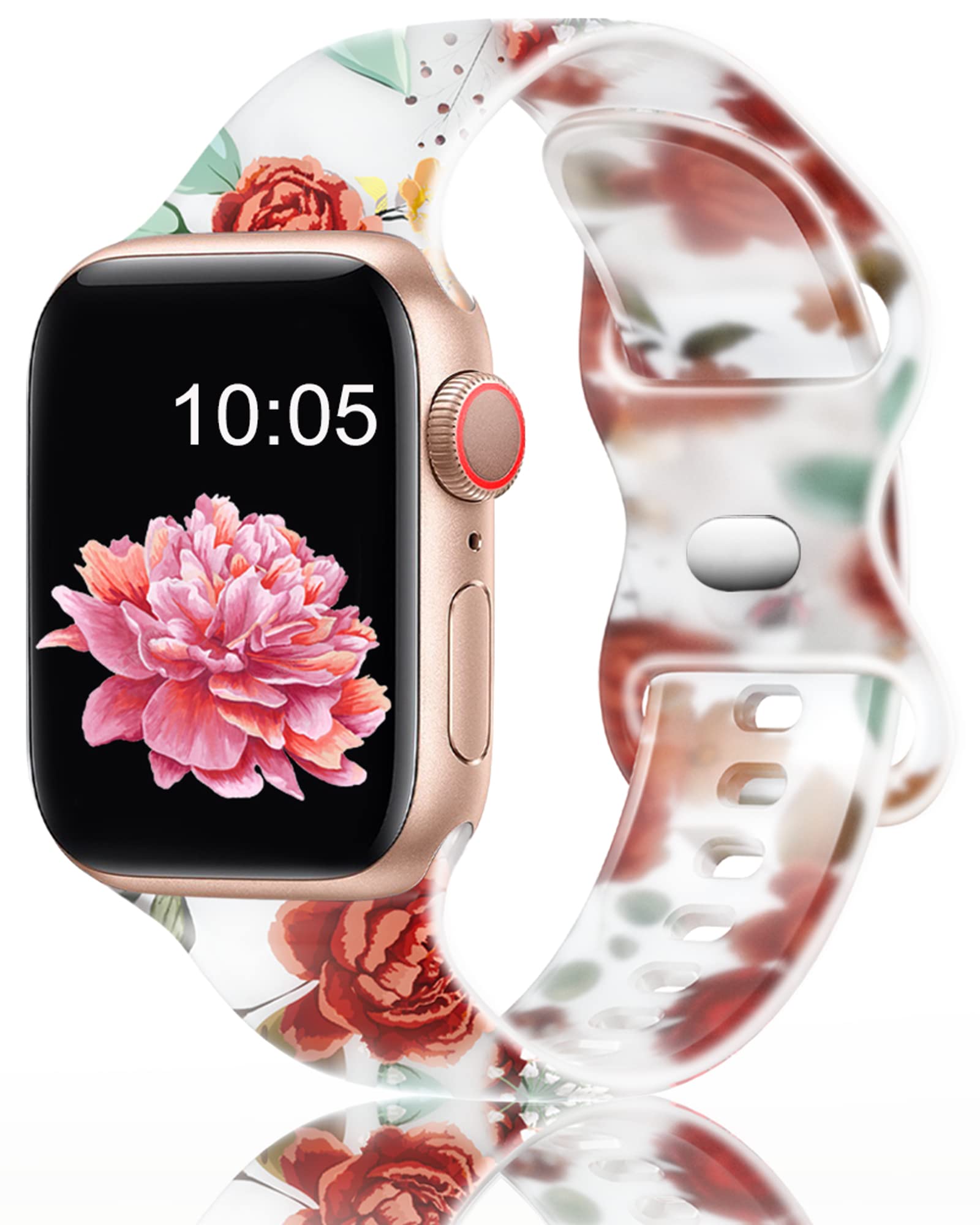 Witzon Compatible with Apple Watch Band Series 8/7/6/5/4/3/2/1/SE/Ultra - 38mm 40mm 41mm 42mm 44mm 45mm 49mm Cute Floral Print Silicone Sport Strap for Women - Perfect for Workouts, Running & Everyday Fashion Accessory