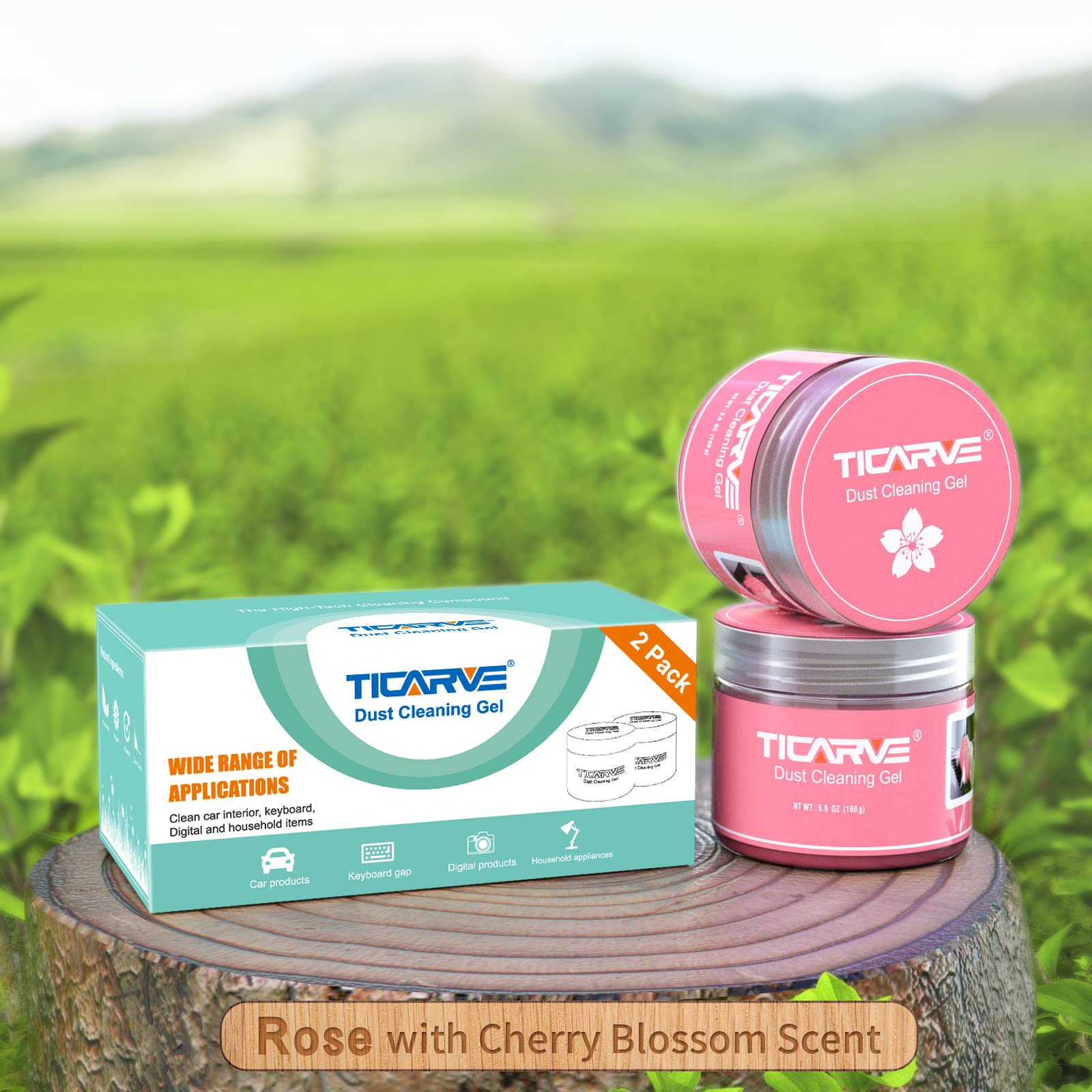 TICARVE 2-Pack Car Cleaning Gel Putty (320g/11.2oz) - Auto Interior Detailing Tool, Keyboard Cleaner & Dust Remover for Cars, Electronics, Home - Rose Scented
