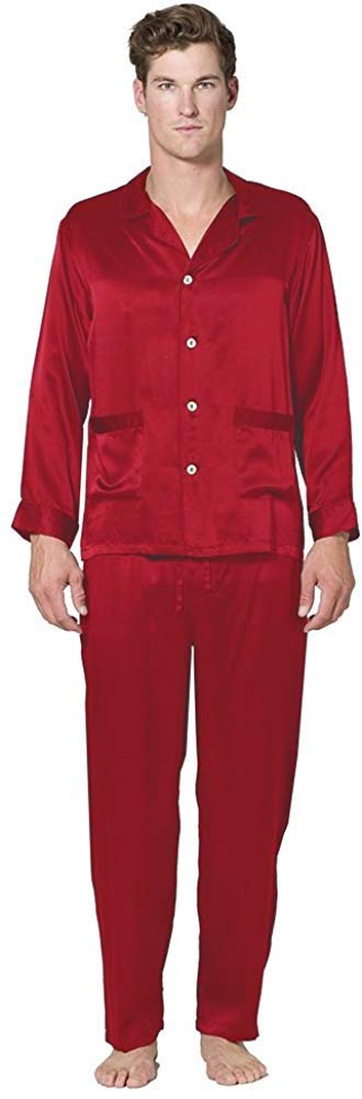 Premium Men's Silk Pajama Set - Classic Comfort Sleepwear for Relaxation & Lounging - Perfect for Home, Travel & Gift Giving
