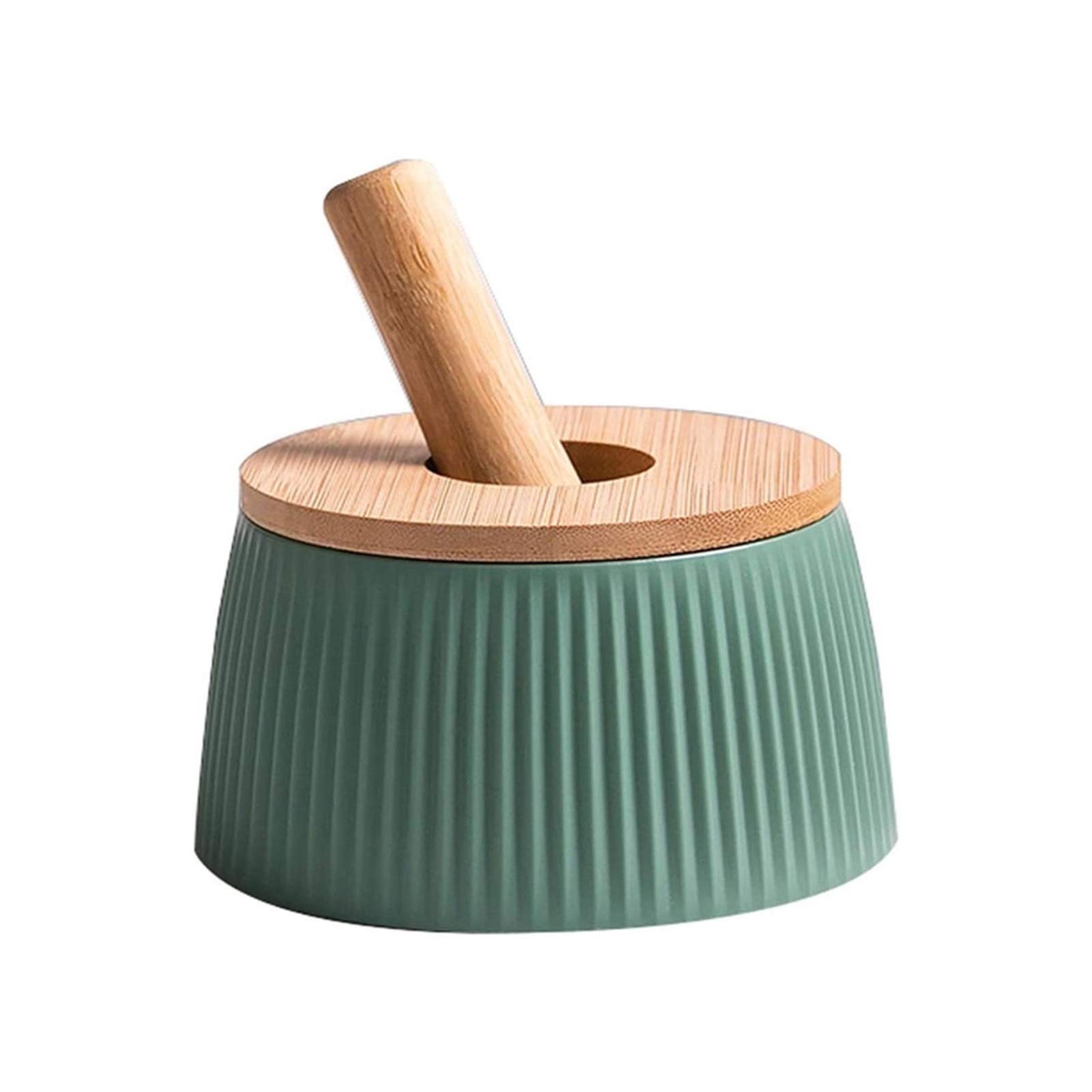 Natural Bamboo Wood Mortar and Pestle Set with Lid & Spoon - Spice Grinder for Pepper, Garlic, Herbs - Easy to Use & Clean - Perfect for Cooking, Baking & DIY Spice Blends