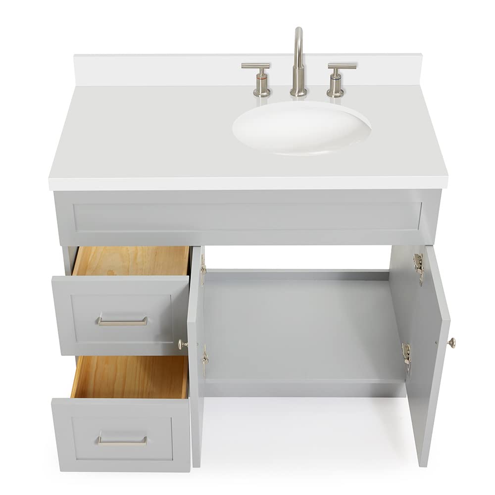 ARIEL Hamlet 43-inch Right Offset Oval Bathroom Vanity with 1.5