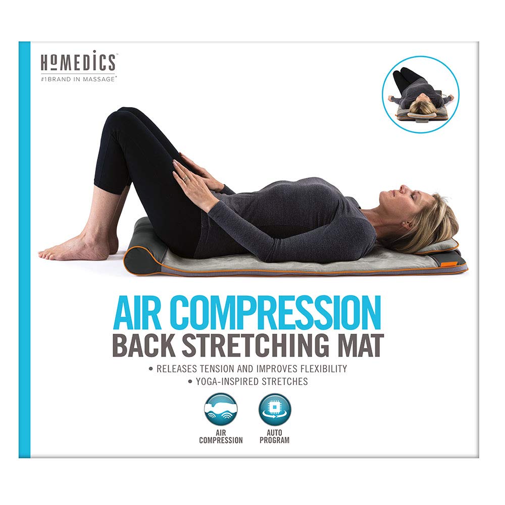 Homedics Silver Yoga Mat with Air Compression & 3 Intensity Levels - Premium Back & Lumbar Support for Stretching, Fitness & Home Workouts - Ideal for Yoga, Pilates & Physical Therapy Recovery