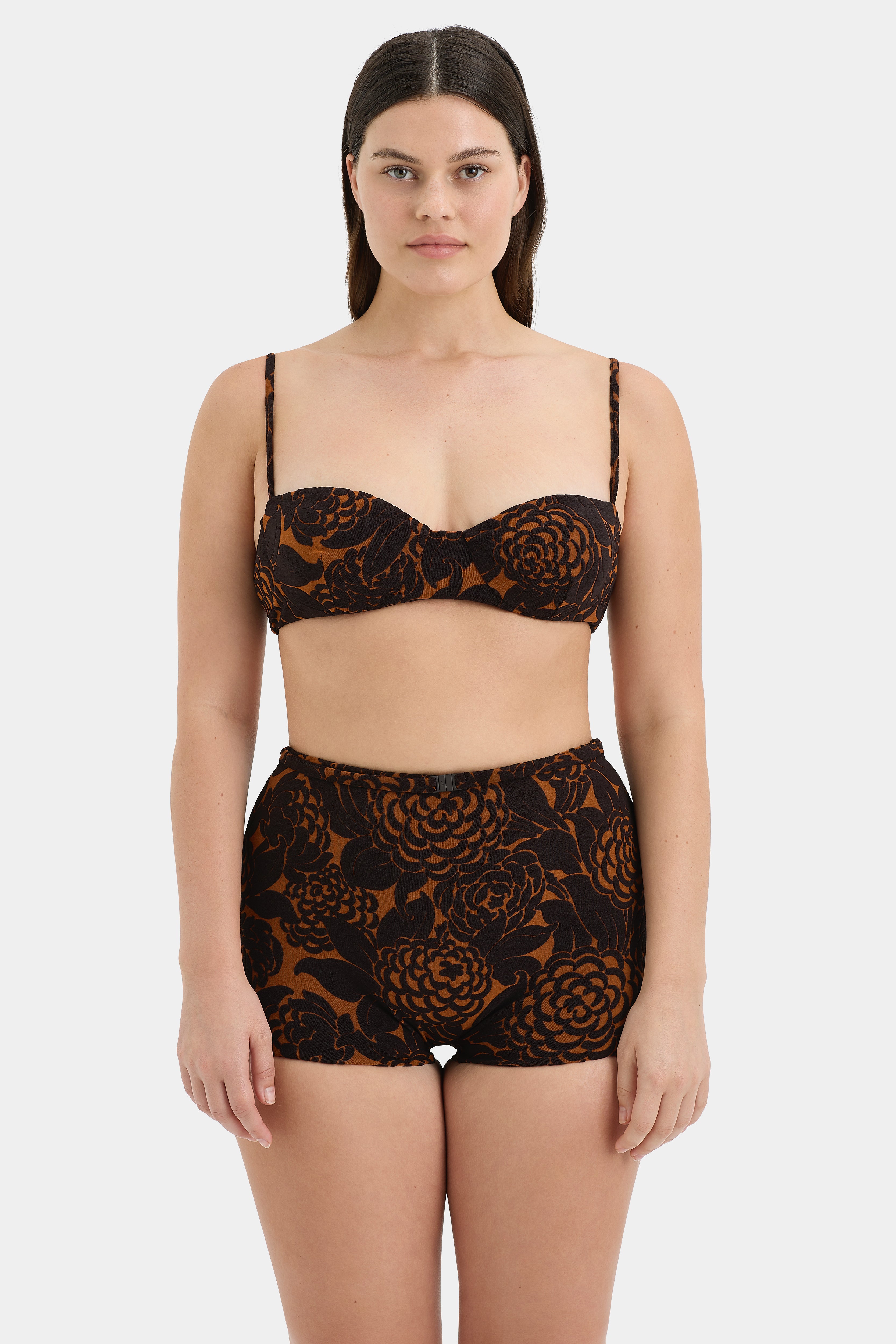 Dawn Balconette Sandflower Floral Terry Bra - Comfortable Lace Underwire Bralette for Everyday Wear & Layering