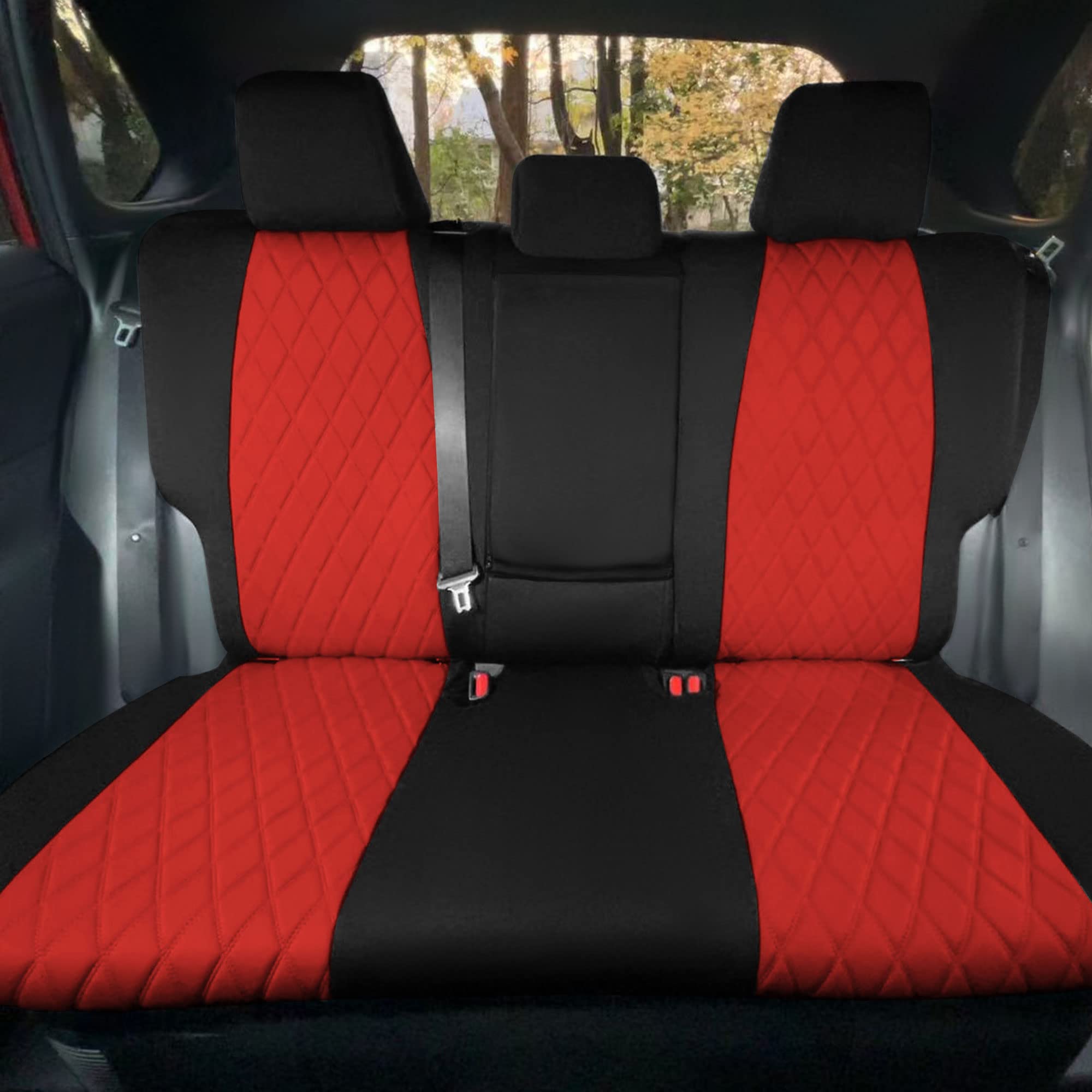 Premium Custom Fit Seat Covers for 2021-2022 Toyota RAV4 Hybrid/Prime - Waterproof Neosupreme Neoprene Full Set (Red) | Durable Protection & Stylish Upgrade for Car Interior | Perfect for Road Trips, Daily Commute & Pet Owners