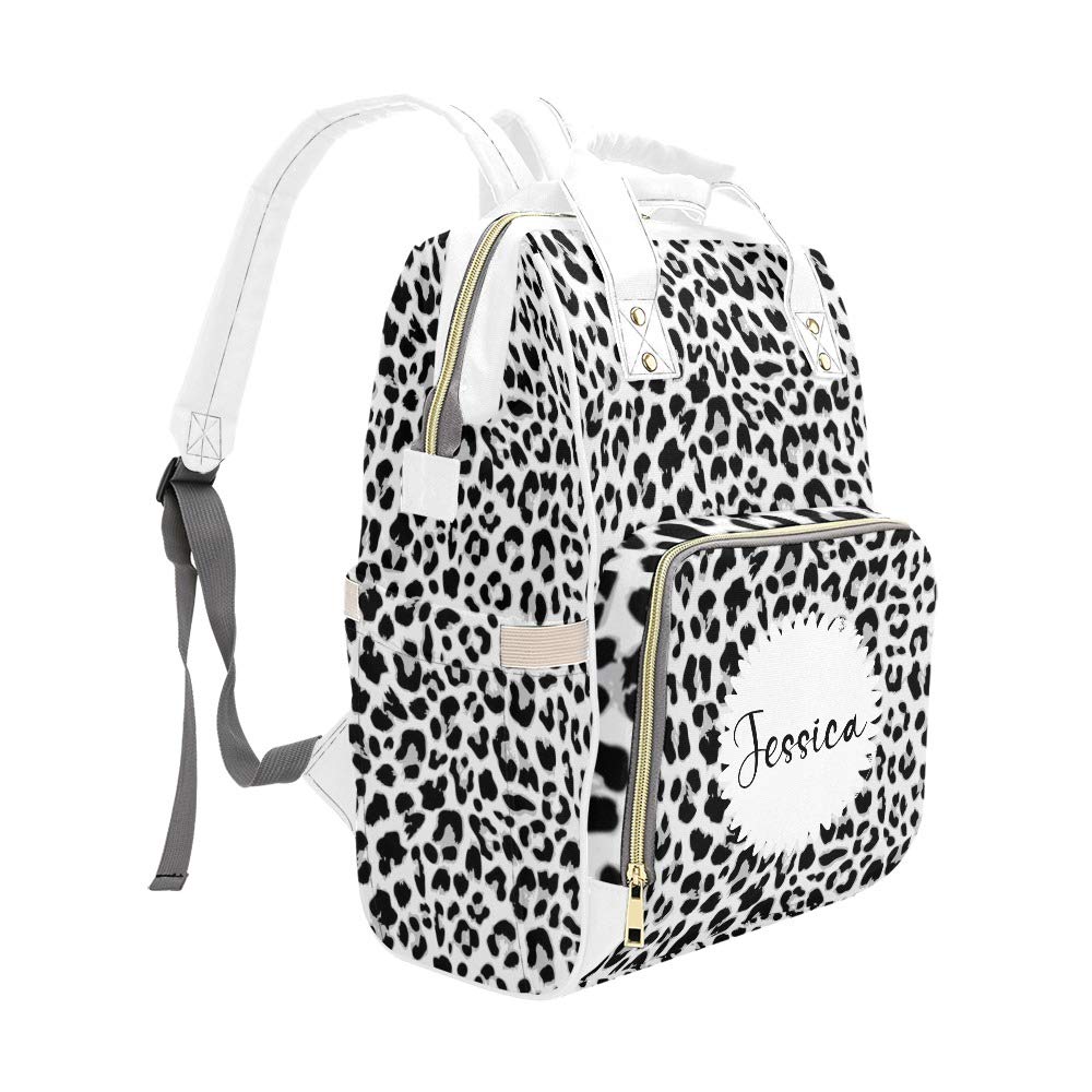 Personalized Leopard Print Baby Diaper Backpack for Moms - Large 15