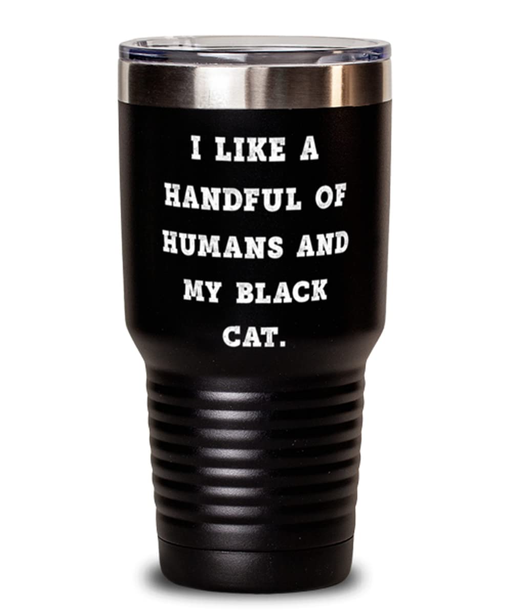 30oz Stainless Steel Tumbler with Black Cat Design - Perfect Gift for Cat Lovers | Insulated Cup for Coffee, Tea & Cold Drinks at Home, Office or Travel