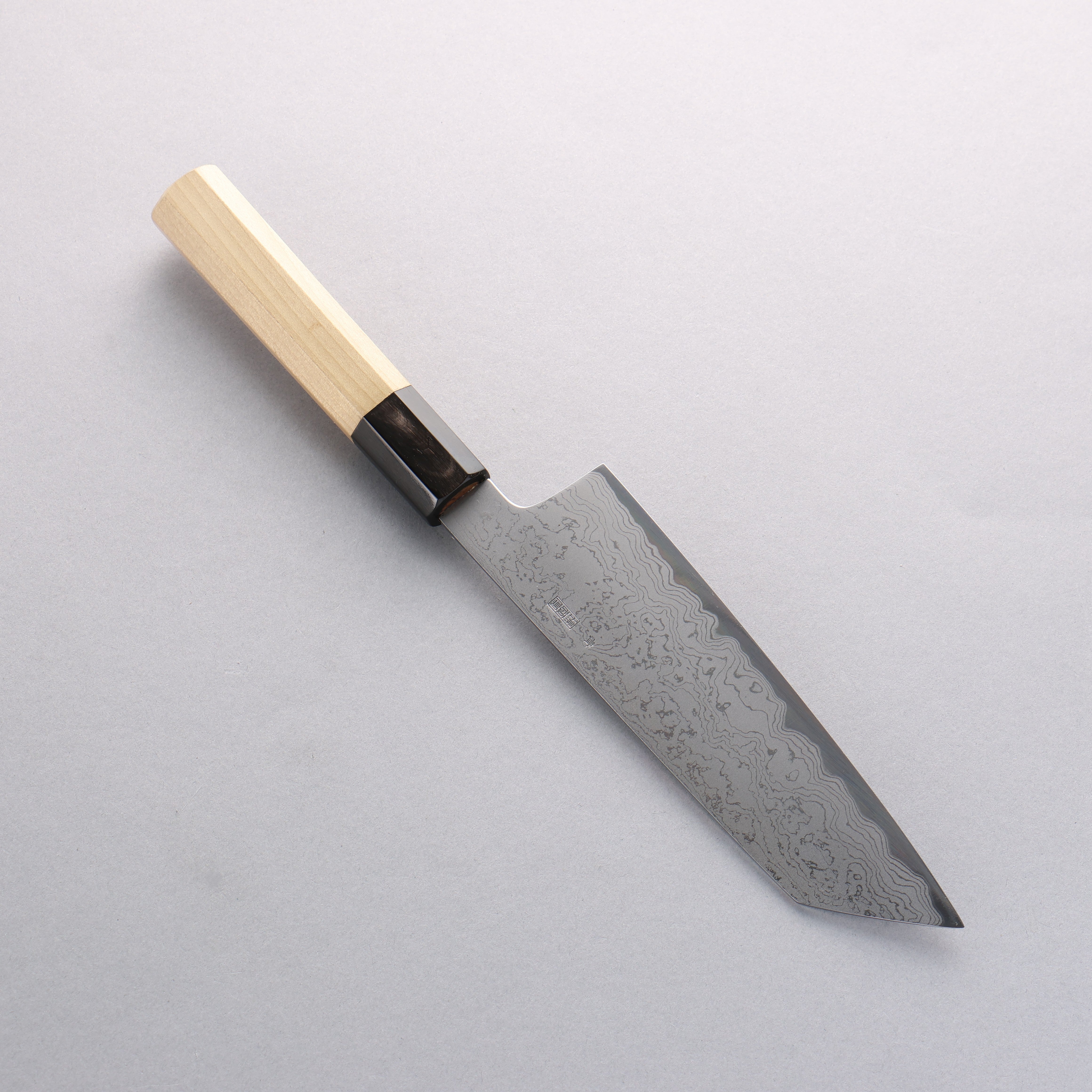 Premium Kikuzuki Blue Steel No.1 Damascus Kiritsuke Santoku Knife 180mm - Japanese Chef Knife with Magnolia Wood Handle - Perfect for Slicing, Dicing & Precision Cutting in Professional & Home Kitchens