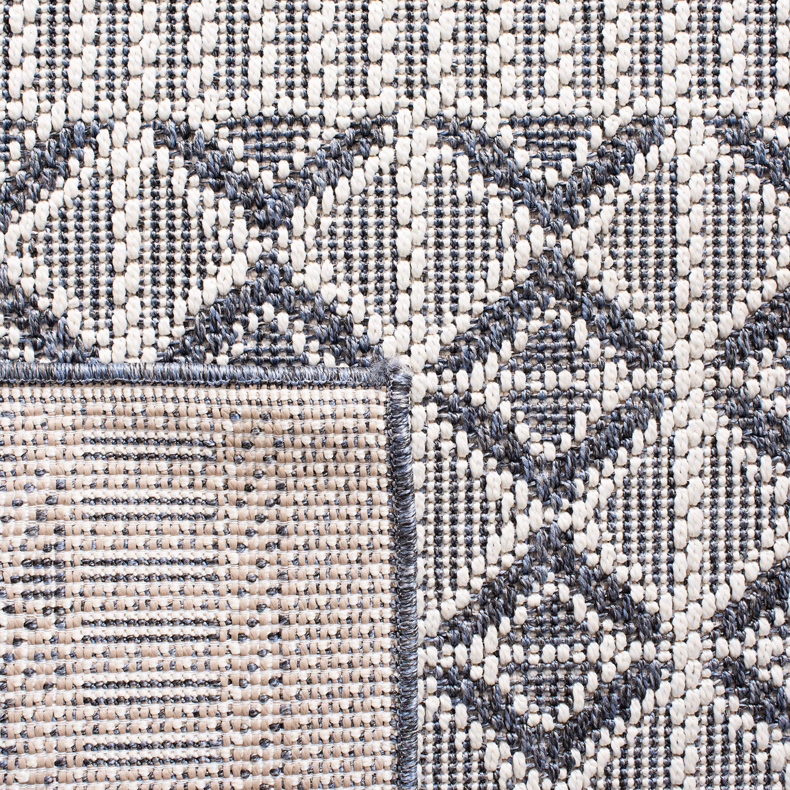 SAFAVIEH Bermuda Collection 9' x 12' Cream & Navy Indoor/Outdoor Area Rug - Non-Shedding, Machine Washable, Easy Care for Living Room, Bedroom, Patio, Backyard & Mudroom (BMU818A)