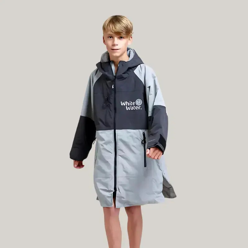 Kids After Swimming Robe - Unisex Quick Dry Hooded Towel Robe for Boys & Girls, Steel Grey - Perfect for Pool, Beach & Water Activities