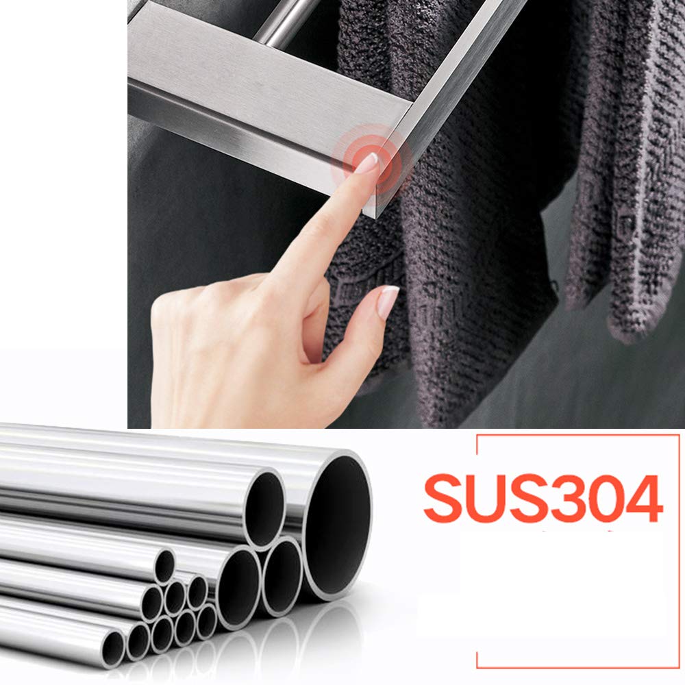 Stainless Steel Double Towel Bar - 40cm Brushed 304 Stainless Steel Wall Mounted Towel Rack for Bathroom & Kitchen - Heavy Duty Shower Towel Holder, Dish Towel Organizer, Washcloth Hanger - Perfect for Modern Home, Spa, and Restaurant Use