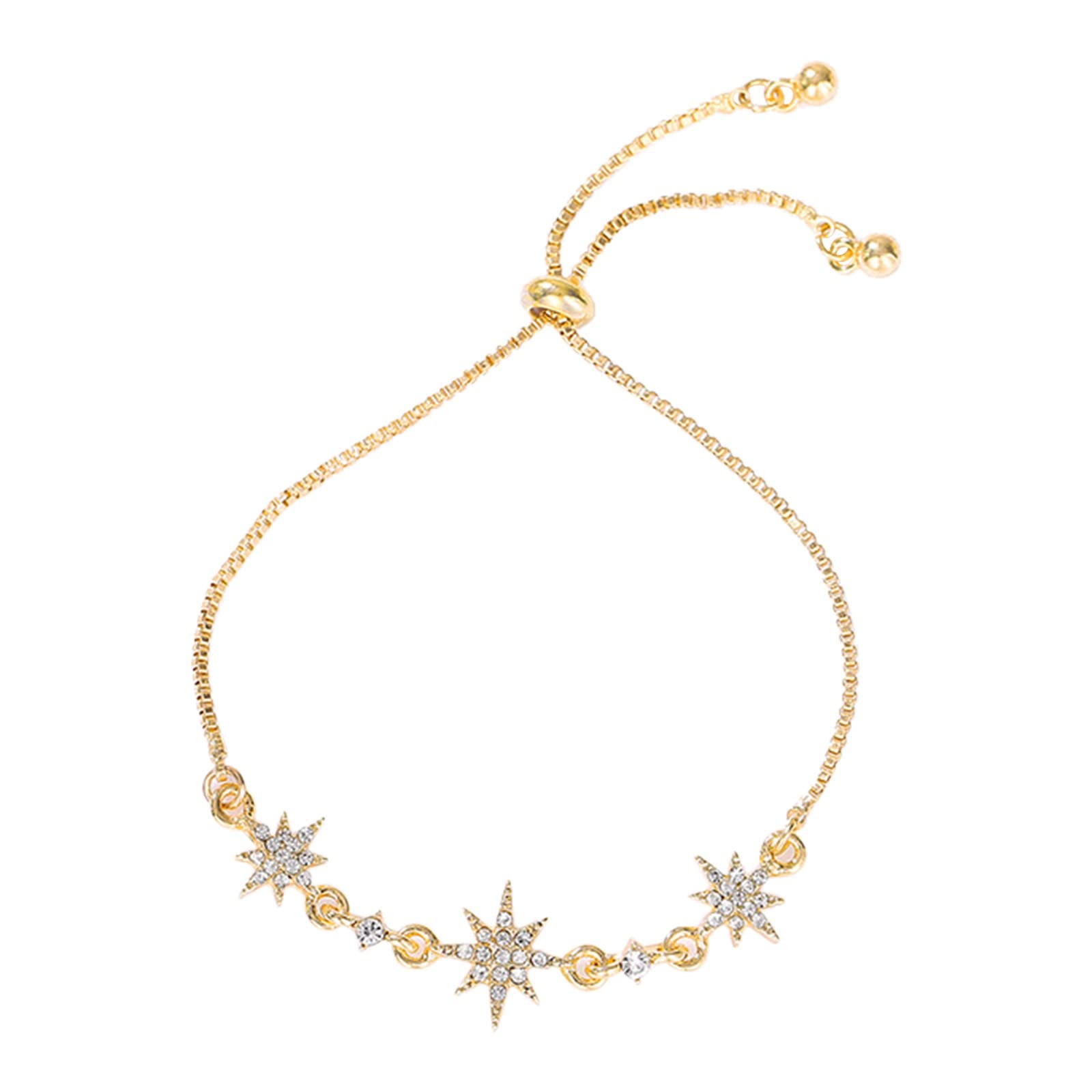 18K Gold Plated Lucky Star Bracelet for Women - Adjustable Zirconia Rhinestone Floral Bracelet with Colorful Sparkling Diamonds | Perfect for Parties, Weddings & Everyday Elegance