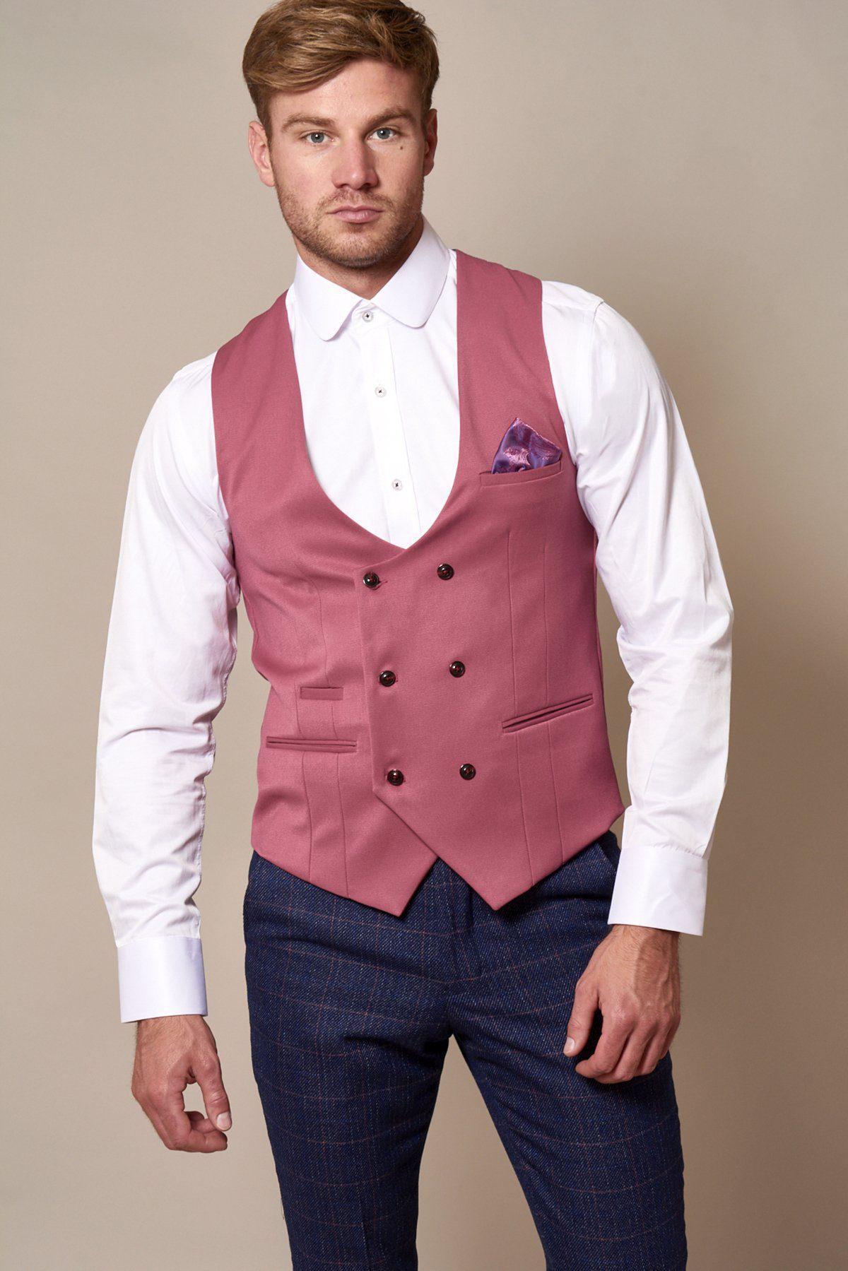 KELLY Women's Pink Double Breasted Waistcoat Vest for Office, Wedding & Formal Events - Slim Fit Tailored Blazer Jacket Alternative