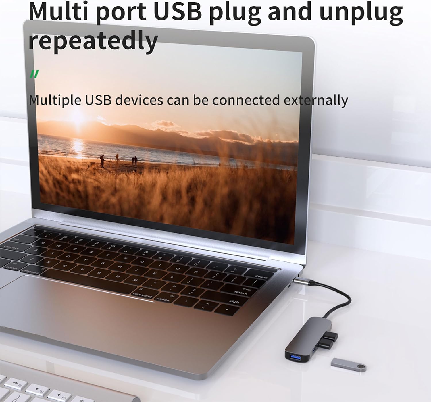 MMOBIEL USB-C to 4-Port USB 3.0 Hub - 5Gbps High-Speed Data Transfer - Aluminum Multi-Port Adapter for MacBook, iPad Pro, Dell, Samsung - Perfect for Office, Travel & Home Workspaces